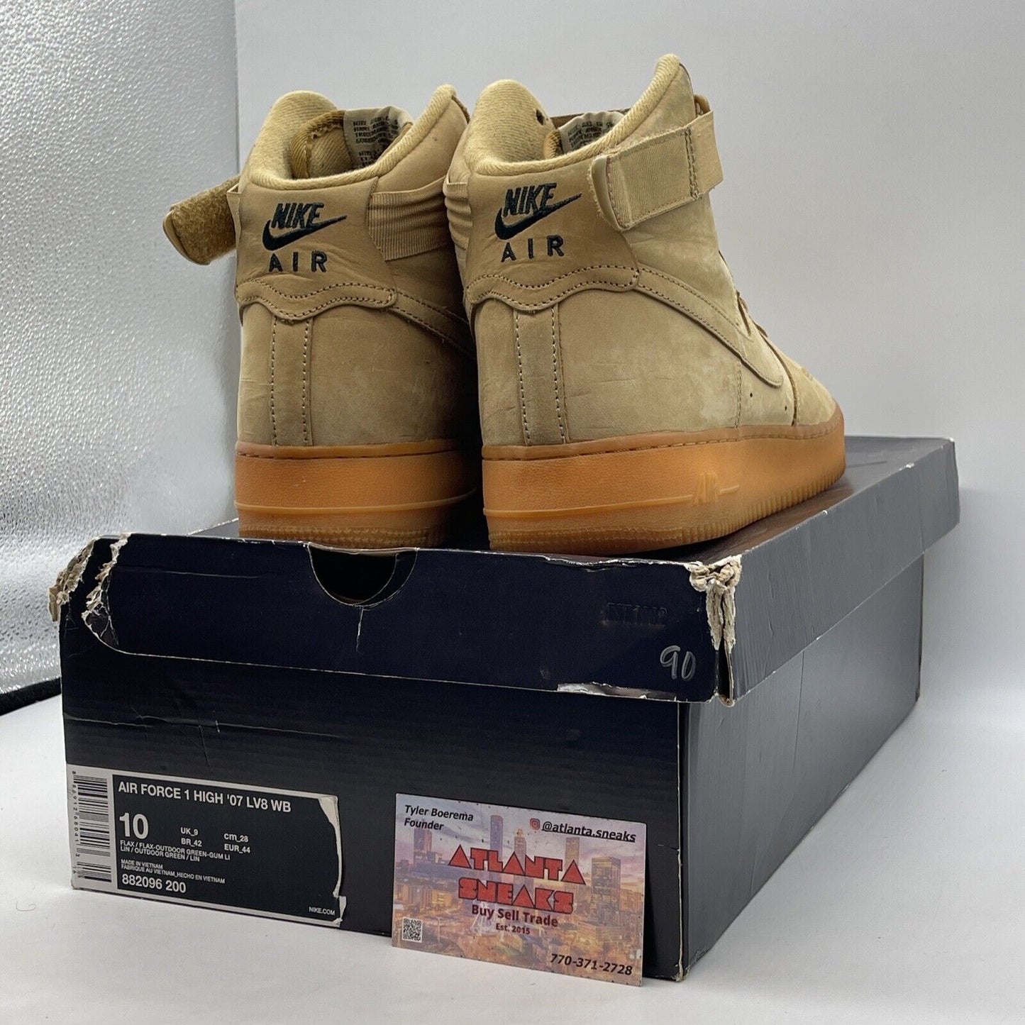 Size 10 - Nike Air Force 1 '07 LV8 WB High Flax Brown Suede (882096-200)