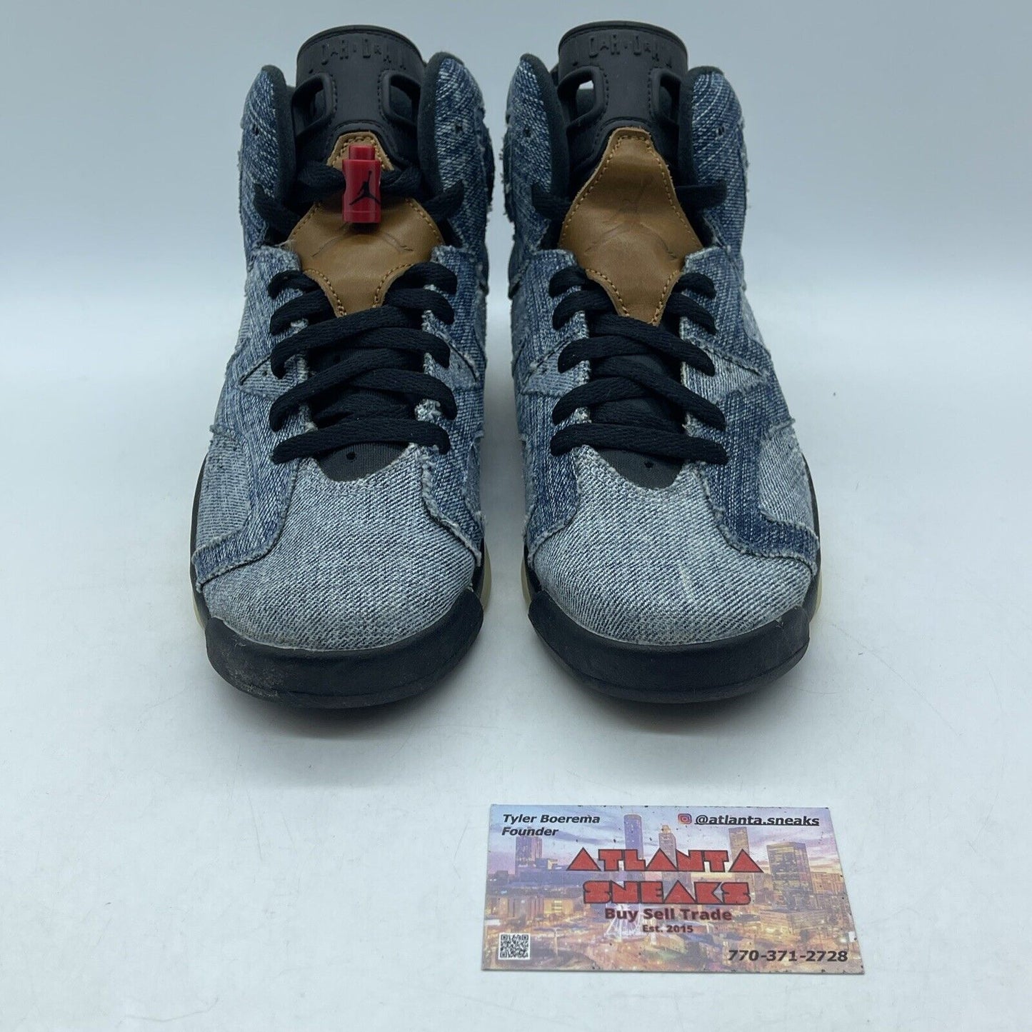 Size 6Y - Air Jordan 6 Retro Washed Denim Blue Black Red White (CV5489-401)