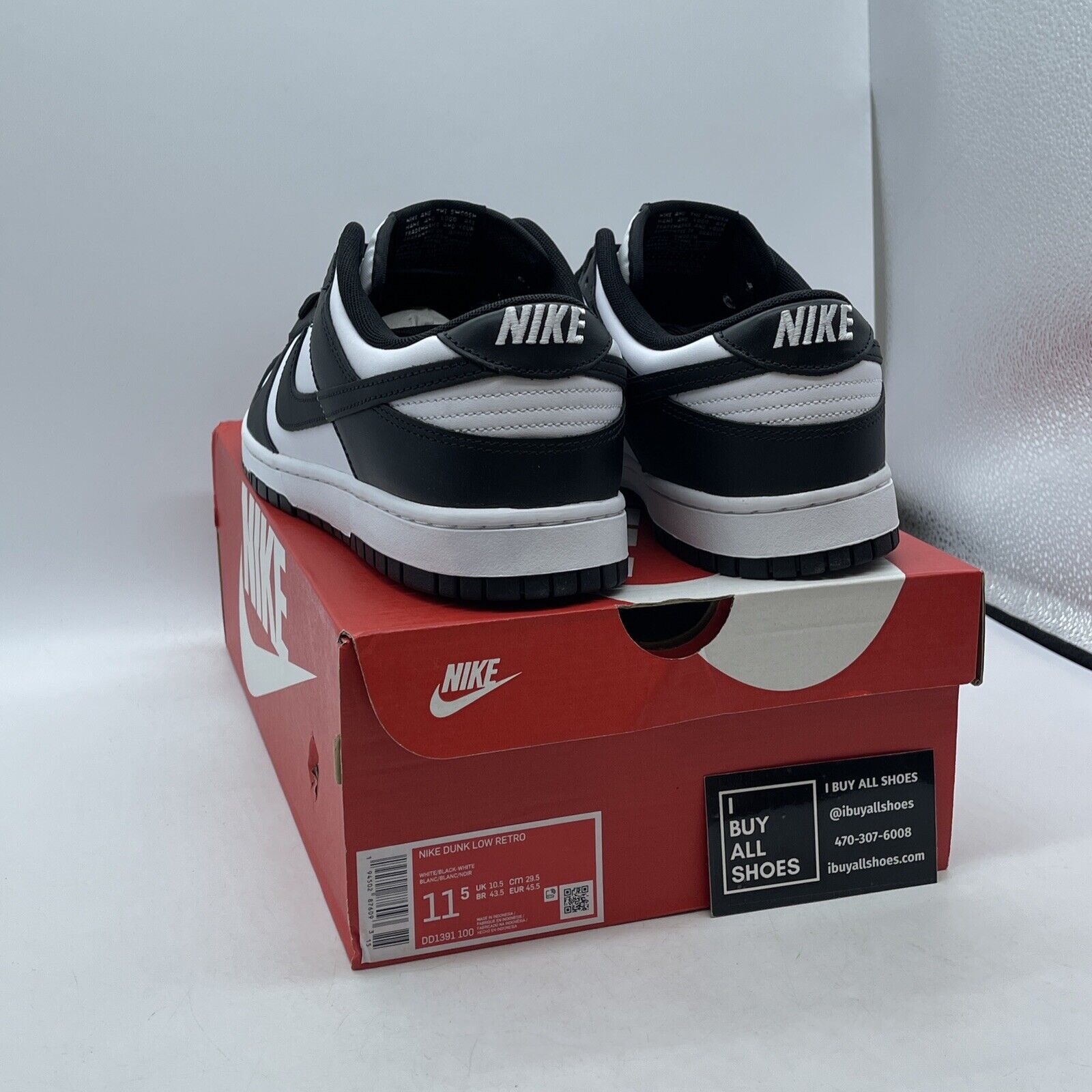 Size 11.5 - Nike Dunk Low Black White Suede Leather (DD1391-100)