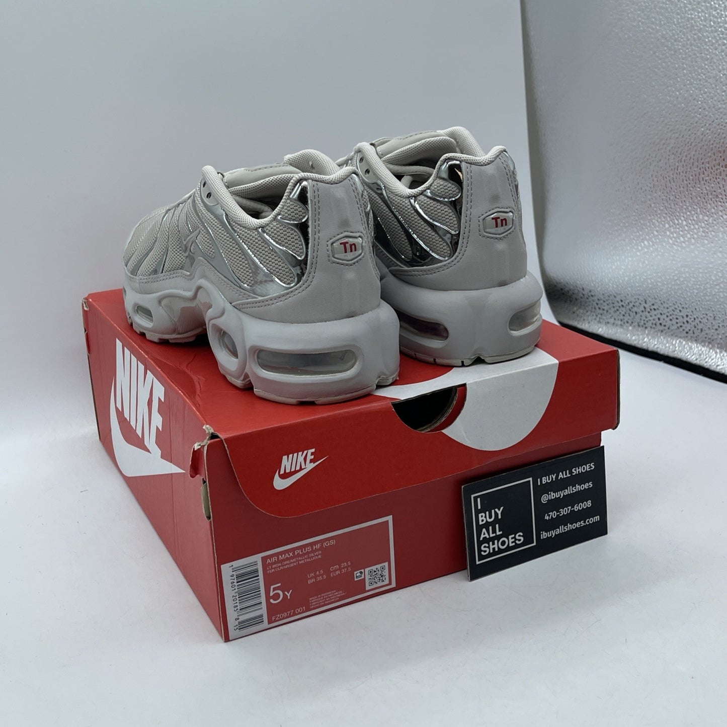 Size 5Y - Nike Air Max Plus TN Light Silver Iron Ore Silver Suede (FZ0977-001)