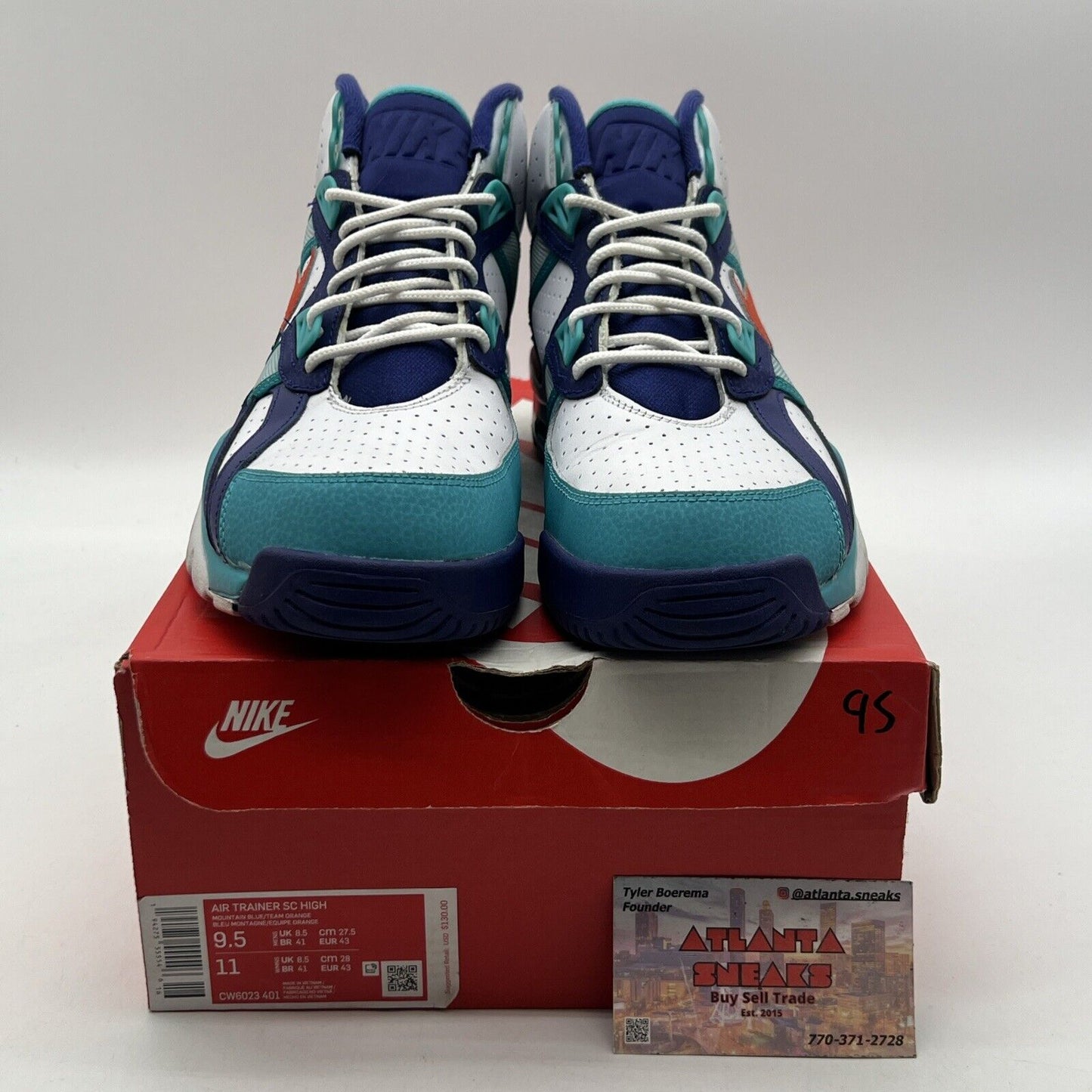 Size 9.5 - Nike Air Trainer SC High Miami Dolphins Purple Leather (CW6023-401)