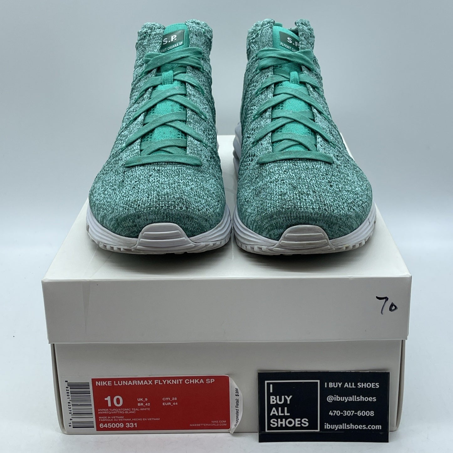 Size 10 - Nike Lunar Max Flyknit Chukka SP Blue White Suede (645009-331)