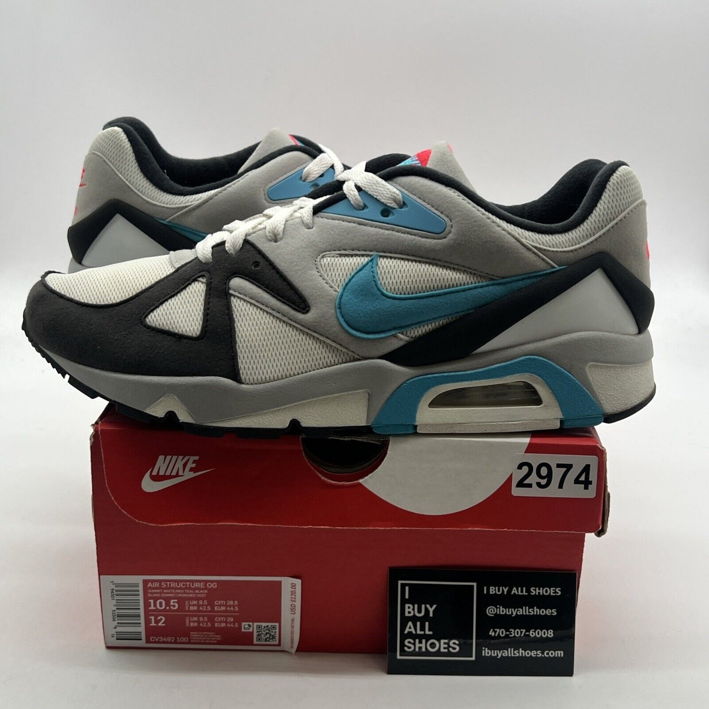 Size 10.5 - Nike Air Structure Triax 91 OG 2021 Neo Teal (CV3492-100)