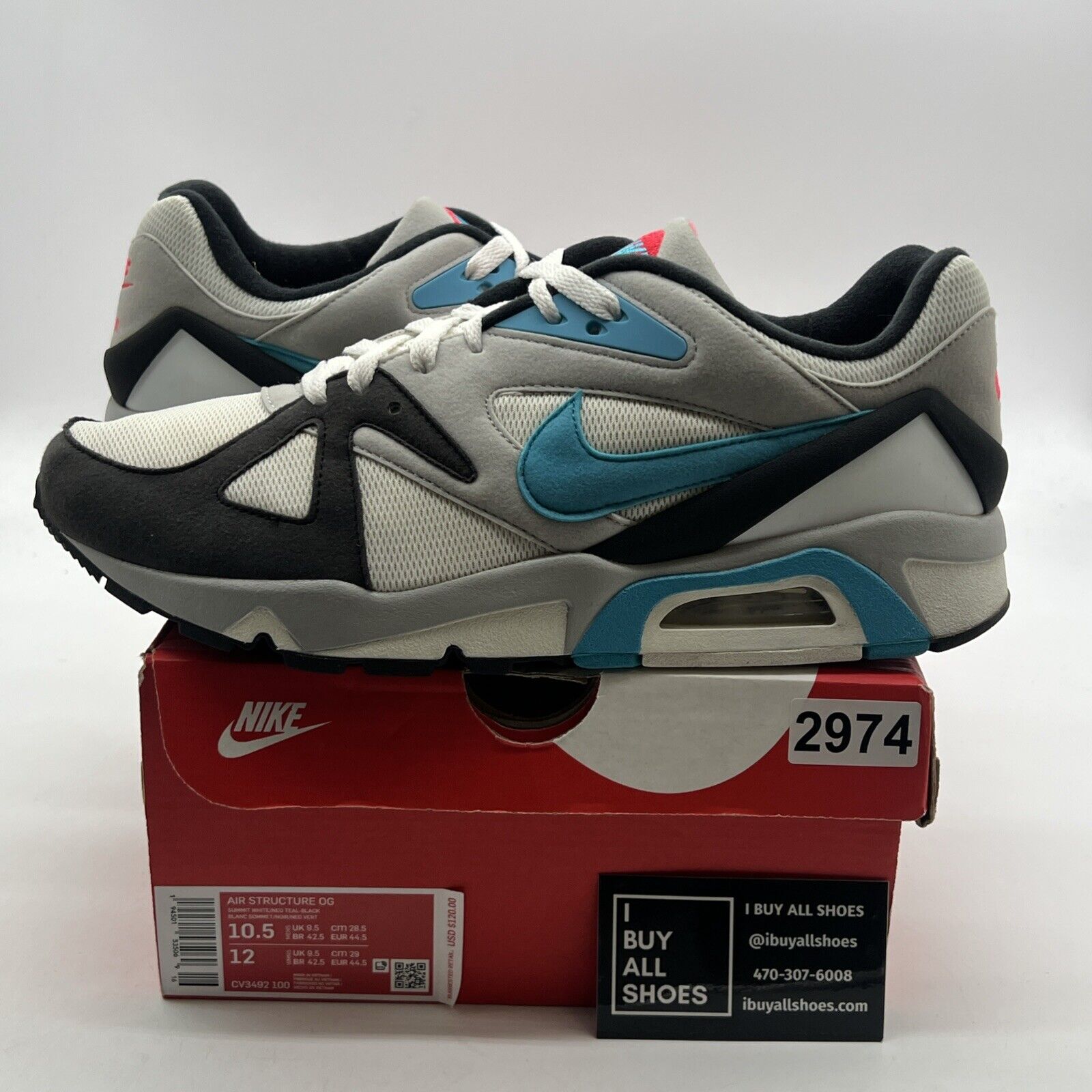 Size 10.5 - Nike Air Structure Triax 91 OG 2021 Neo Teal (CV3492-100)