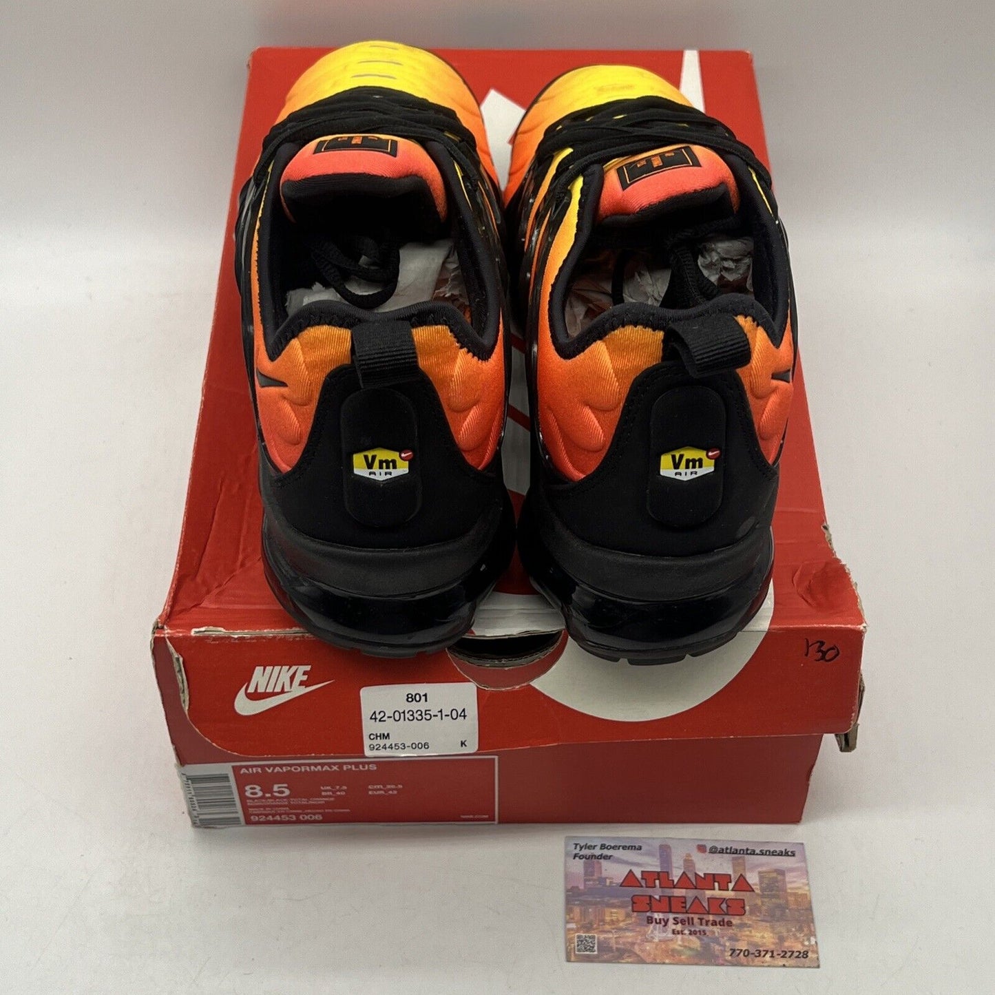 Size 8.5 - Nike Air VaporMax Plus Sunset Orange Yellow Black (924453-006)