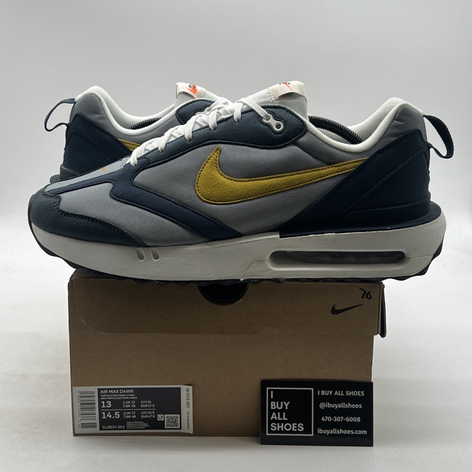 Size 13 - Nike Air Max Dawn Particle Grey Dark Citron (DJ3624-003)