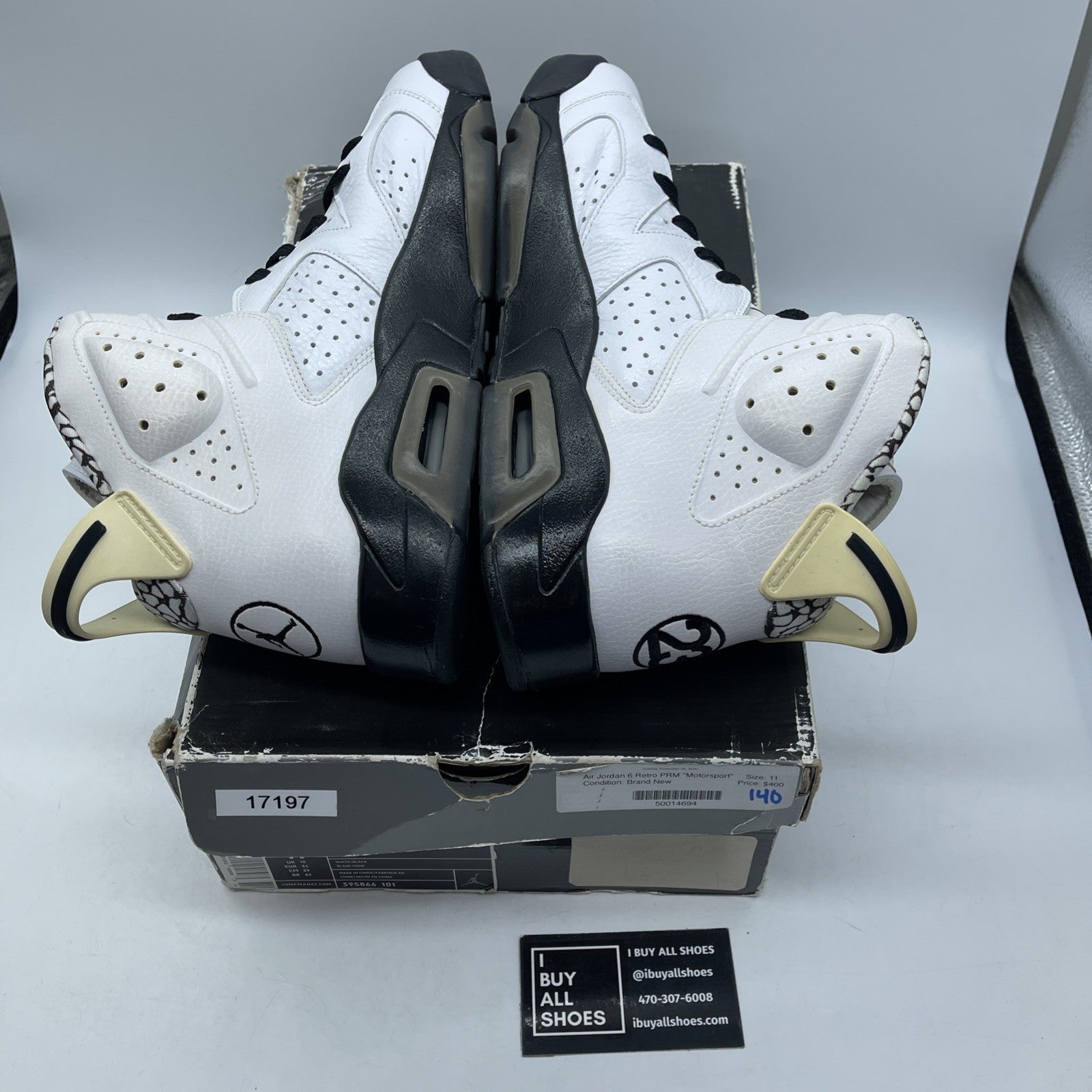 Size 11 - Air Jordan 6 Retro Premium Motorsports White Leather (395866-101)