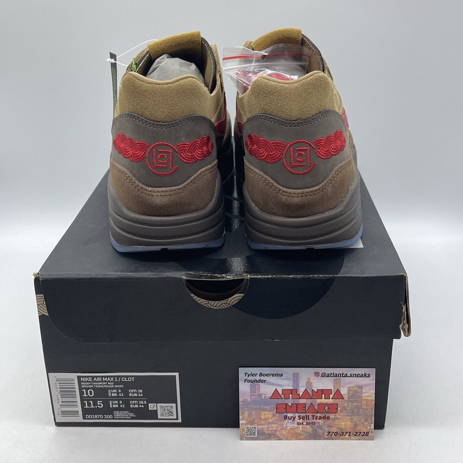 Size 10 - Nike CLOT x Air Max 1 Kiss Of Death CHA Brown Suede (DD1870-200)