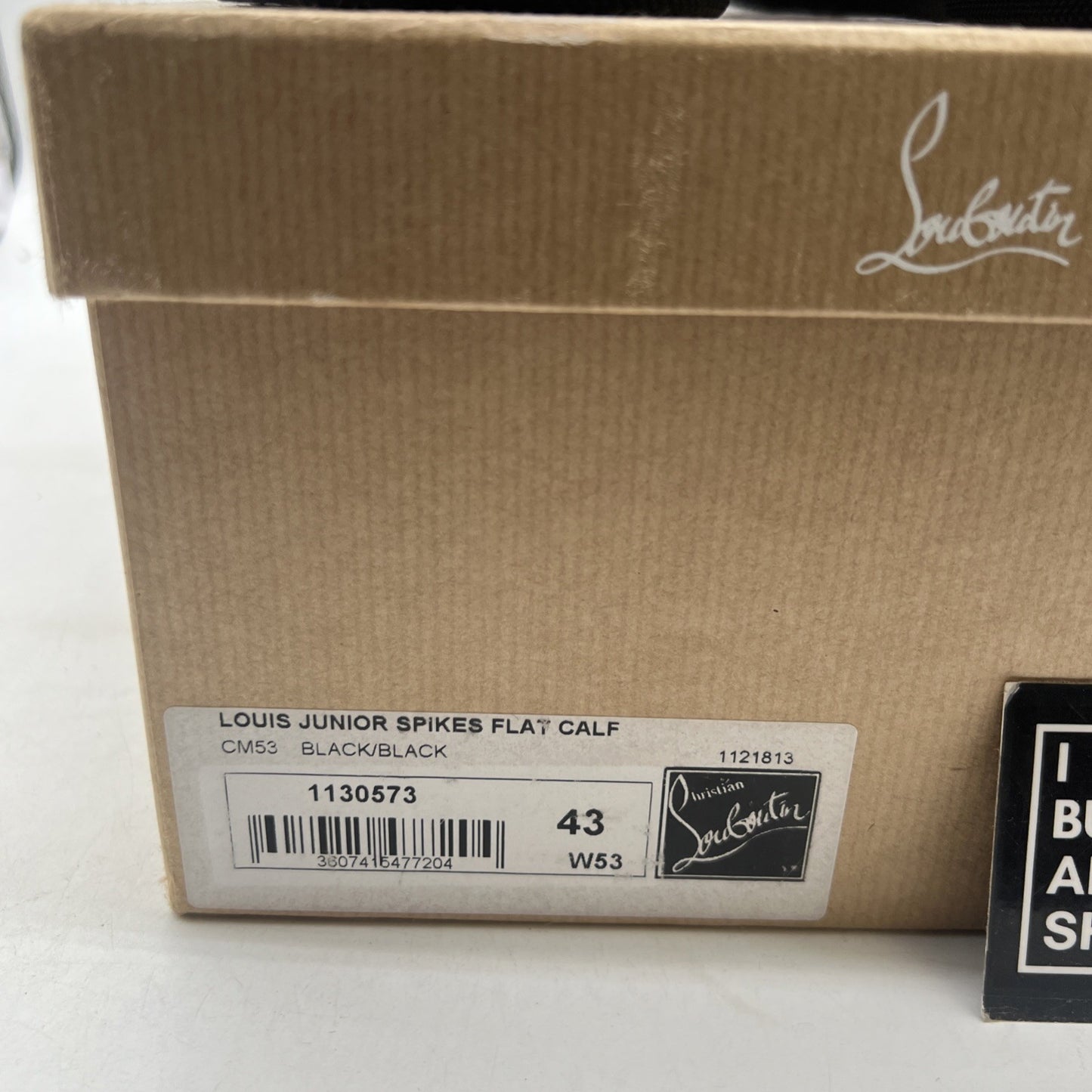 Size 43 -Christian Louboutin Black Leather Louis Junior Spikes Low Top Sneakers
