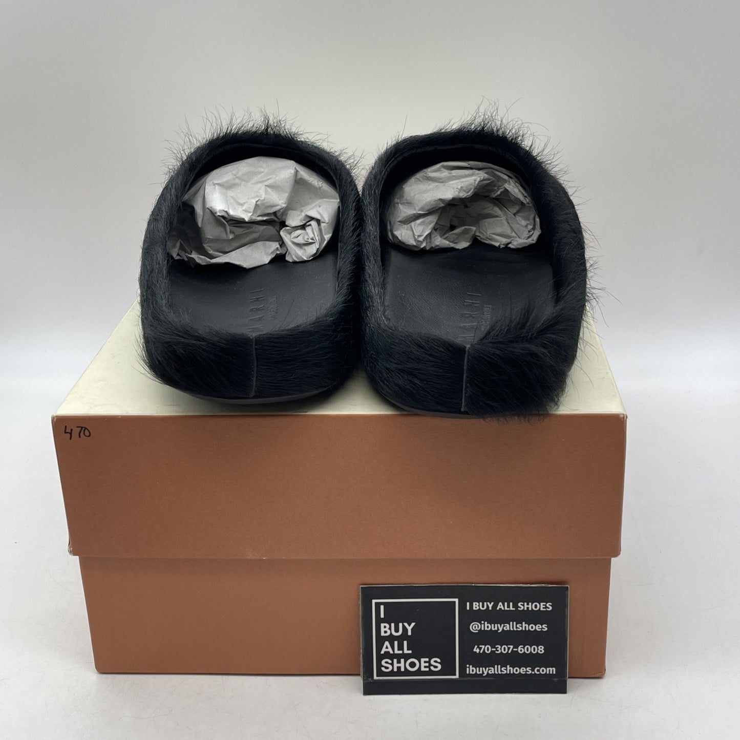 Size 43 - Marni Black Long Hair Calfskin Fussbett  Sabot