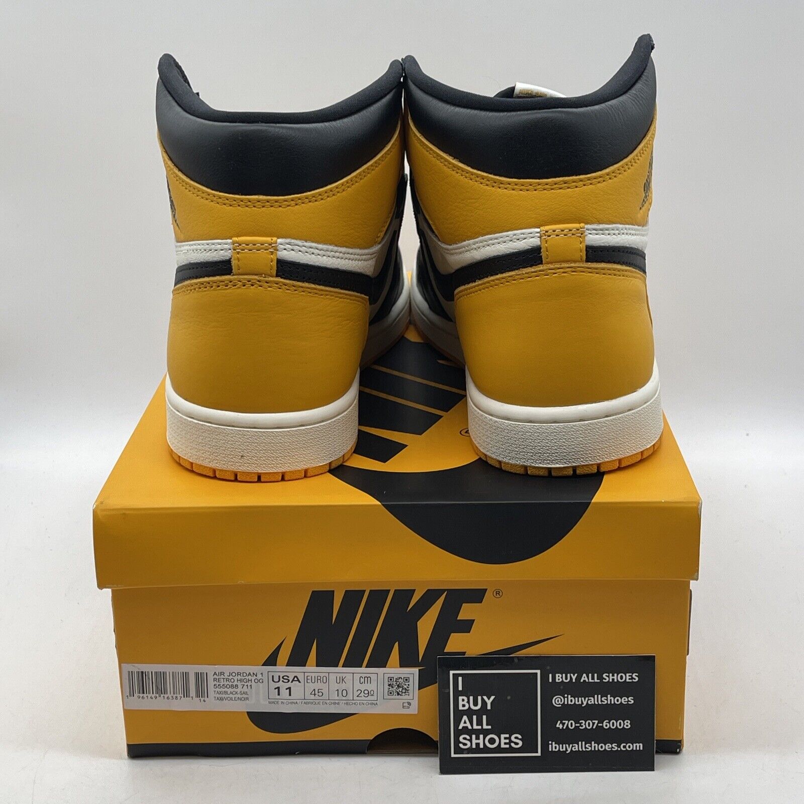 Size 11 - Jordan 1 Retro OG High Yellow Toe White Black Leather (555088-711)