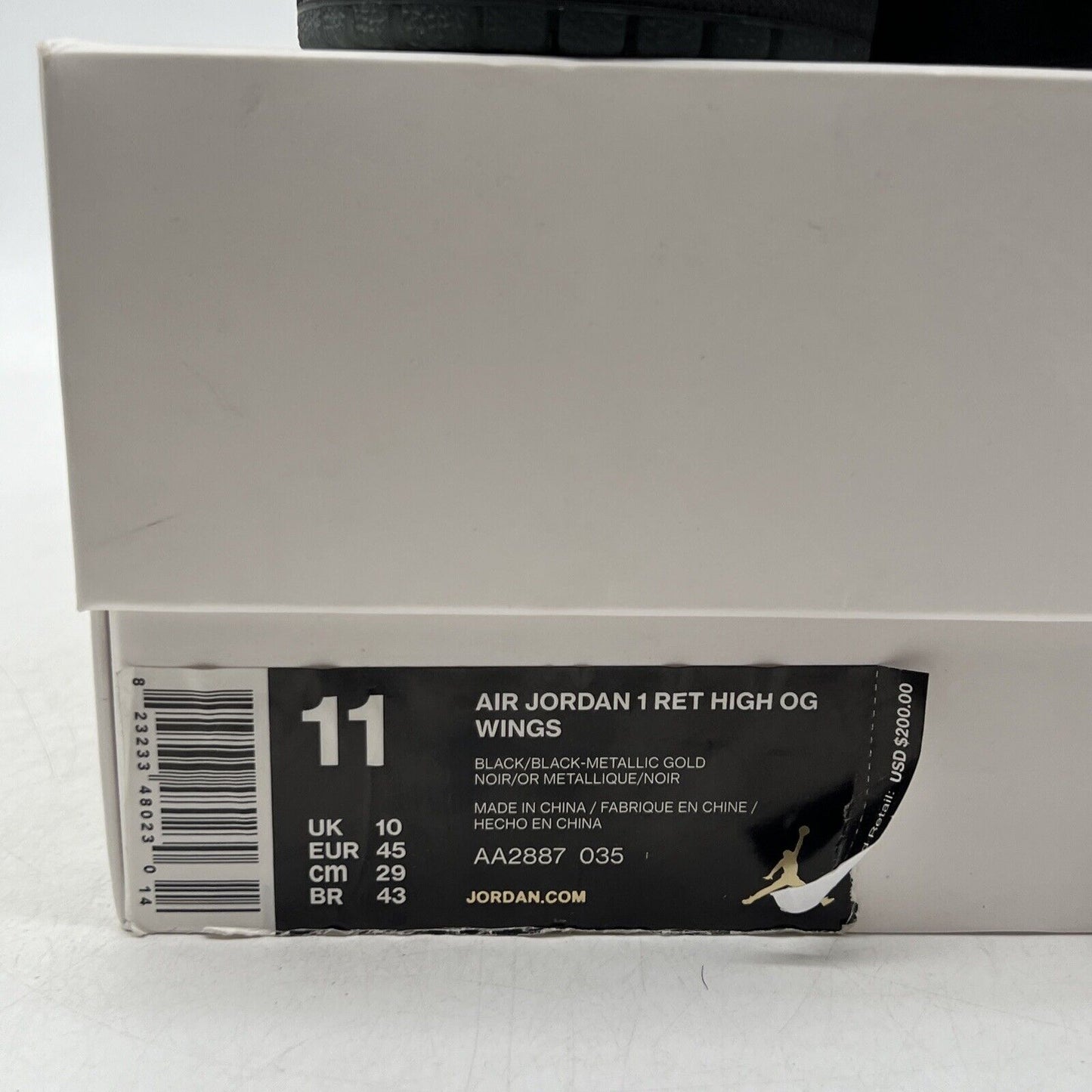 Size 11 - Air Jordan 1 Retro OG High Wings Black Gold (AA2887-035)