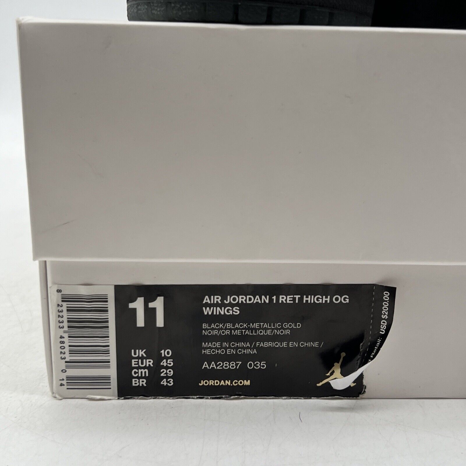 Size 11 - Air Jordan 1 Retro OG High Wings Black Gold (AA2887-035)