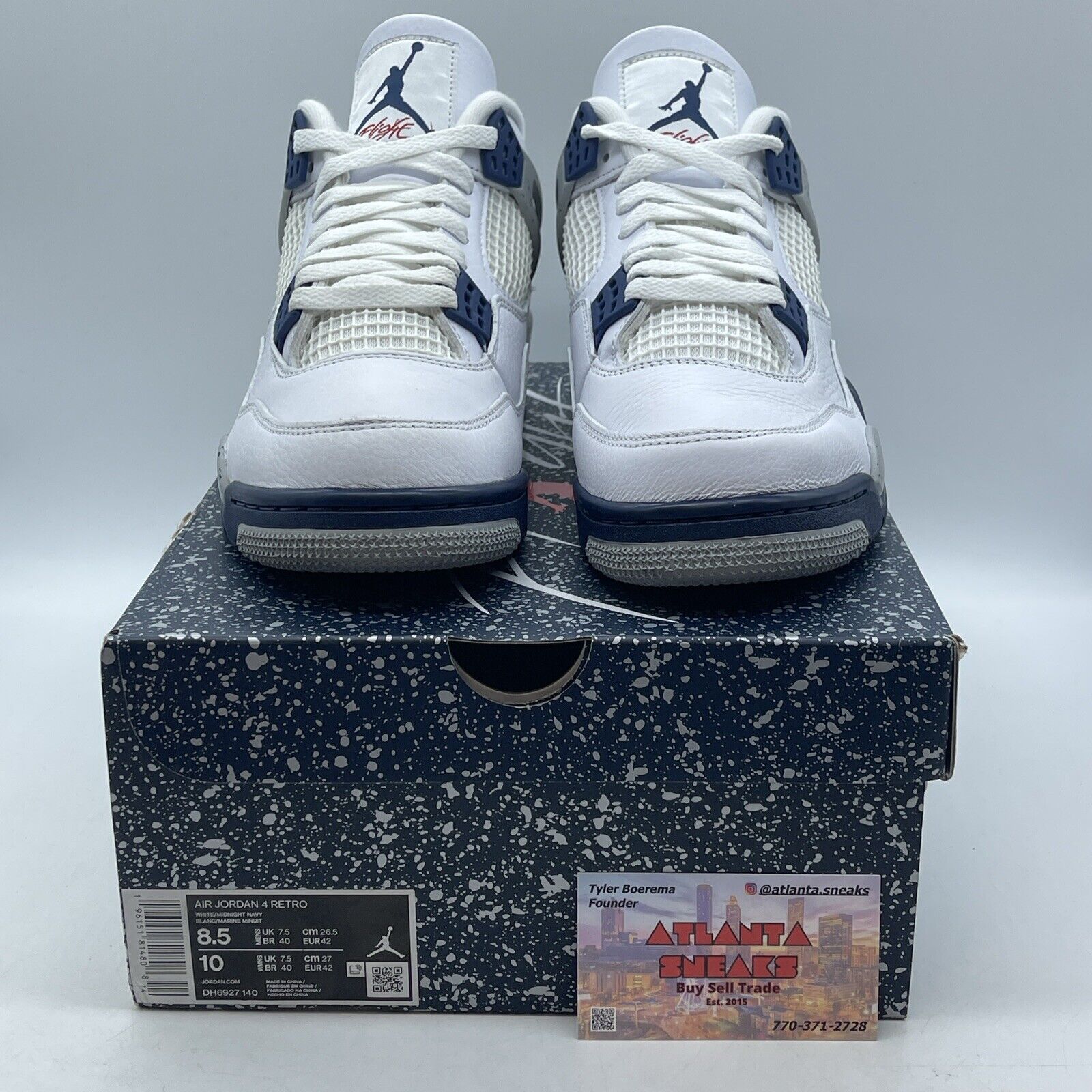 Size 8.5 - Jordan 4 Retro Mid Midnight Navy White Grey Leather (DH6927-140)