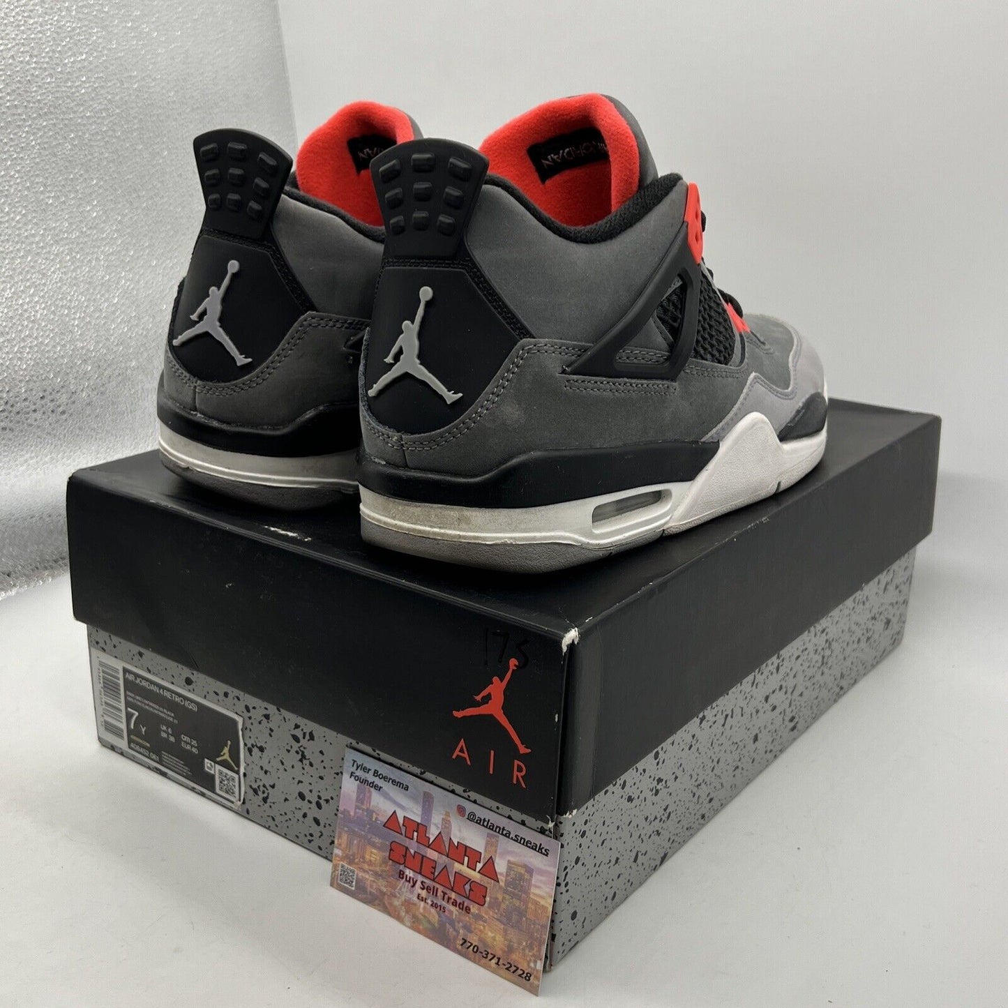 Size 7 - Jordan 4 Infrared 2022 Grey Black Red Suede (408452-061)