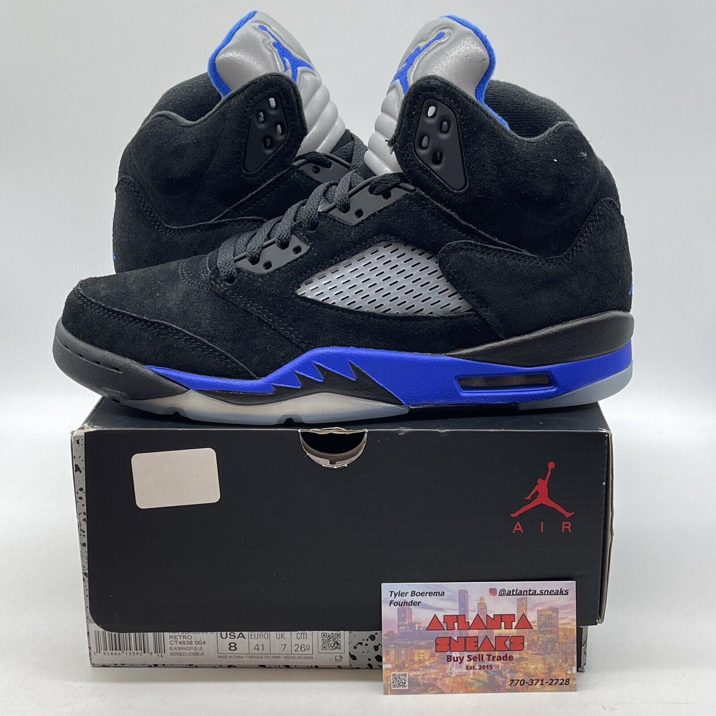 Size 8 - Jordan 5 Retro Mid Racer Blue Black Silver Suede (CT4838-004)