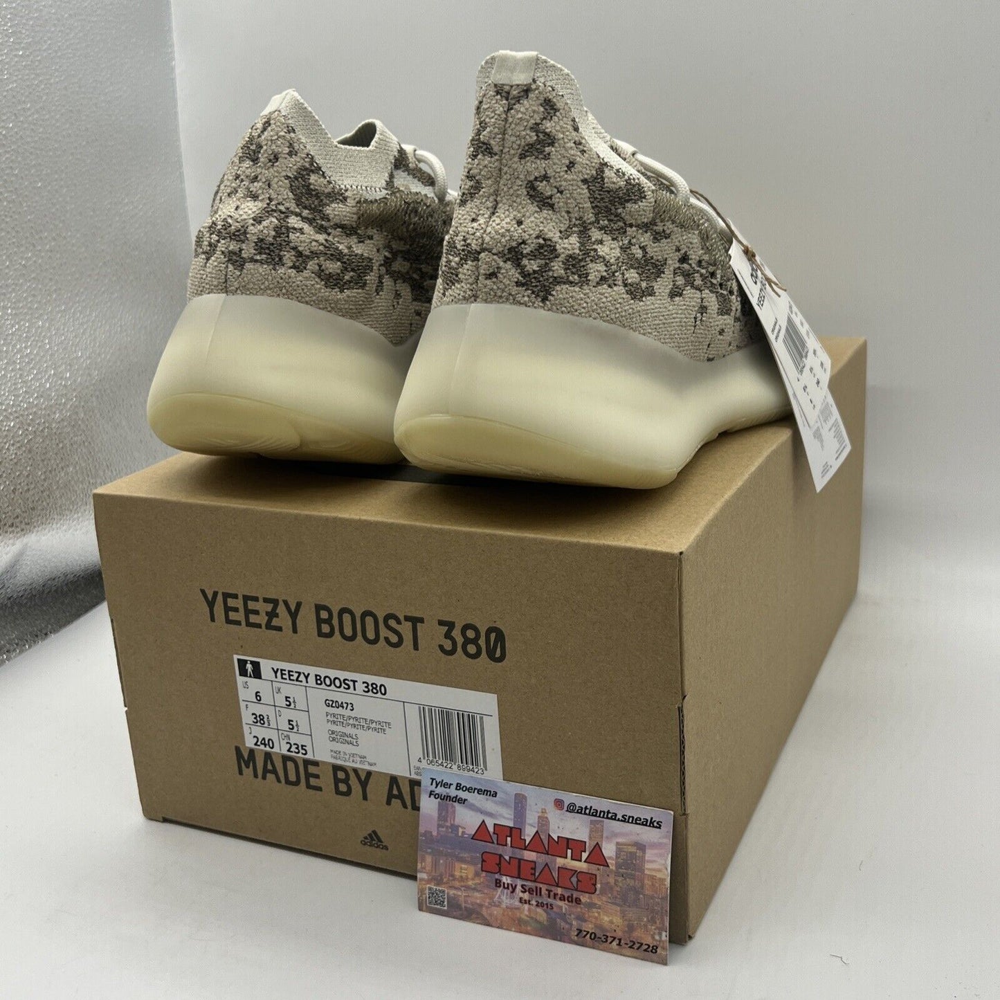 Size 6 - adidas Yeezy Boost 380 Pyrite Brand New Og All White DS Sneakers