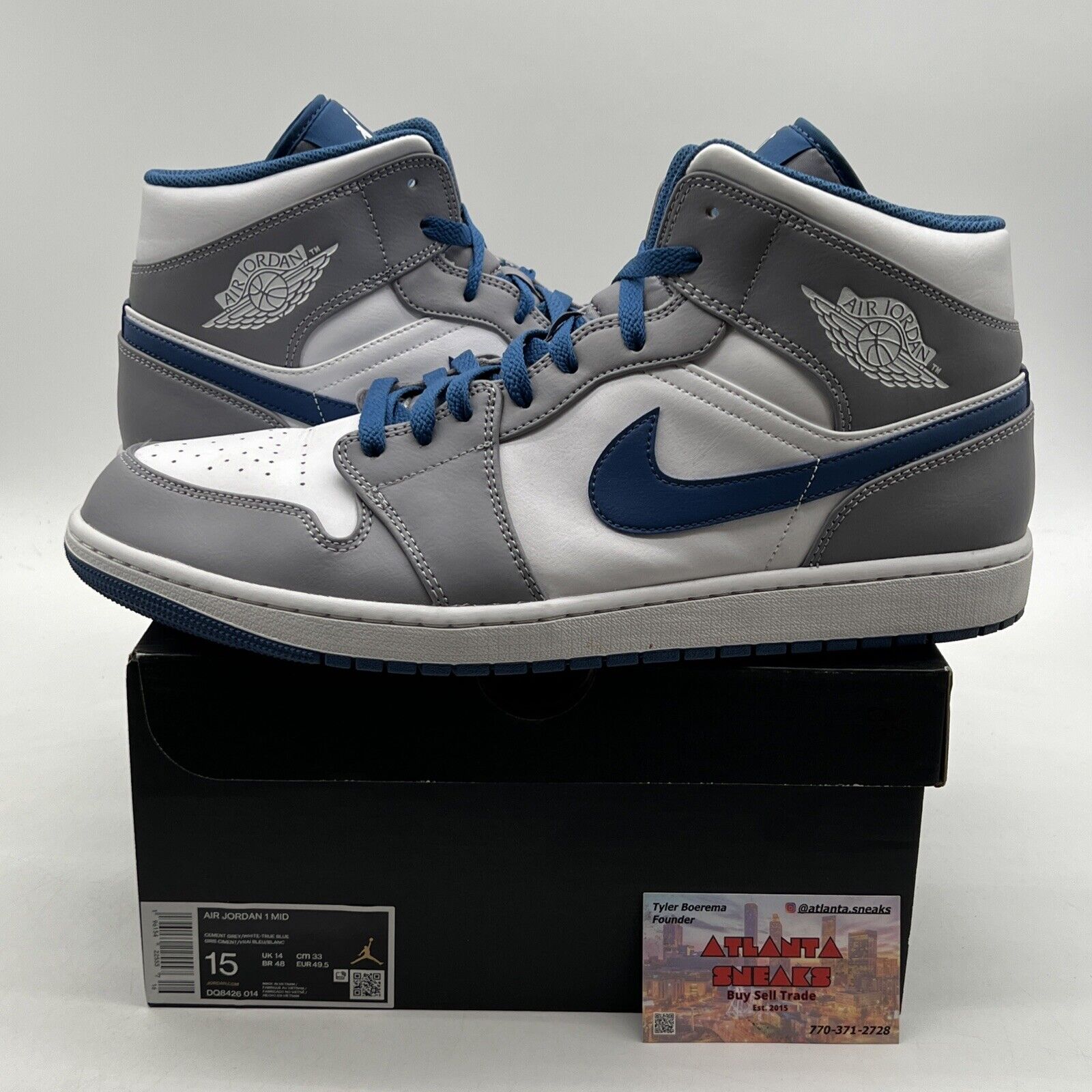 Size 15 - Jordan 1 Mid Cement True Blue (DQ8426-014)