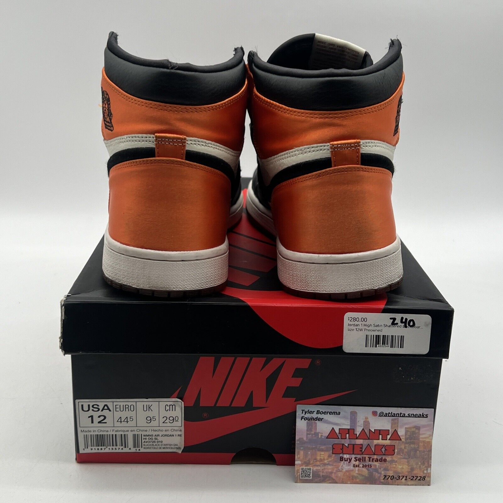 Size 12 - Air Jordan 1 Retro OG High Satin Shattered Backboard W (AV3725-010)