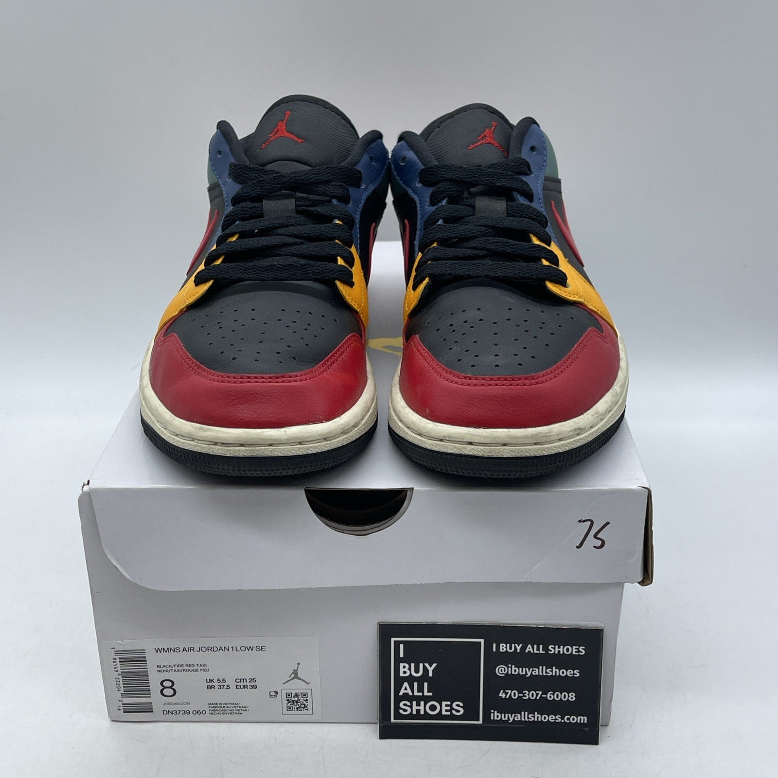 Size 8W - Air Jordan 1 SE Low Black Multi-Color (DN2739-060)