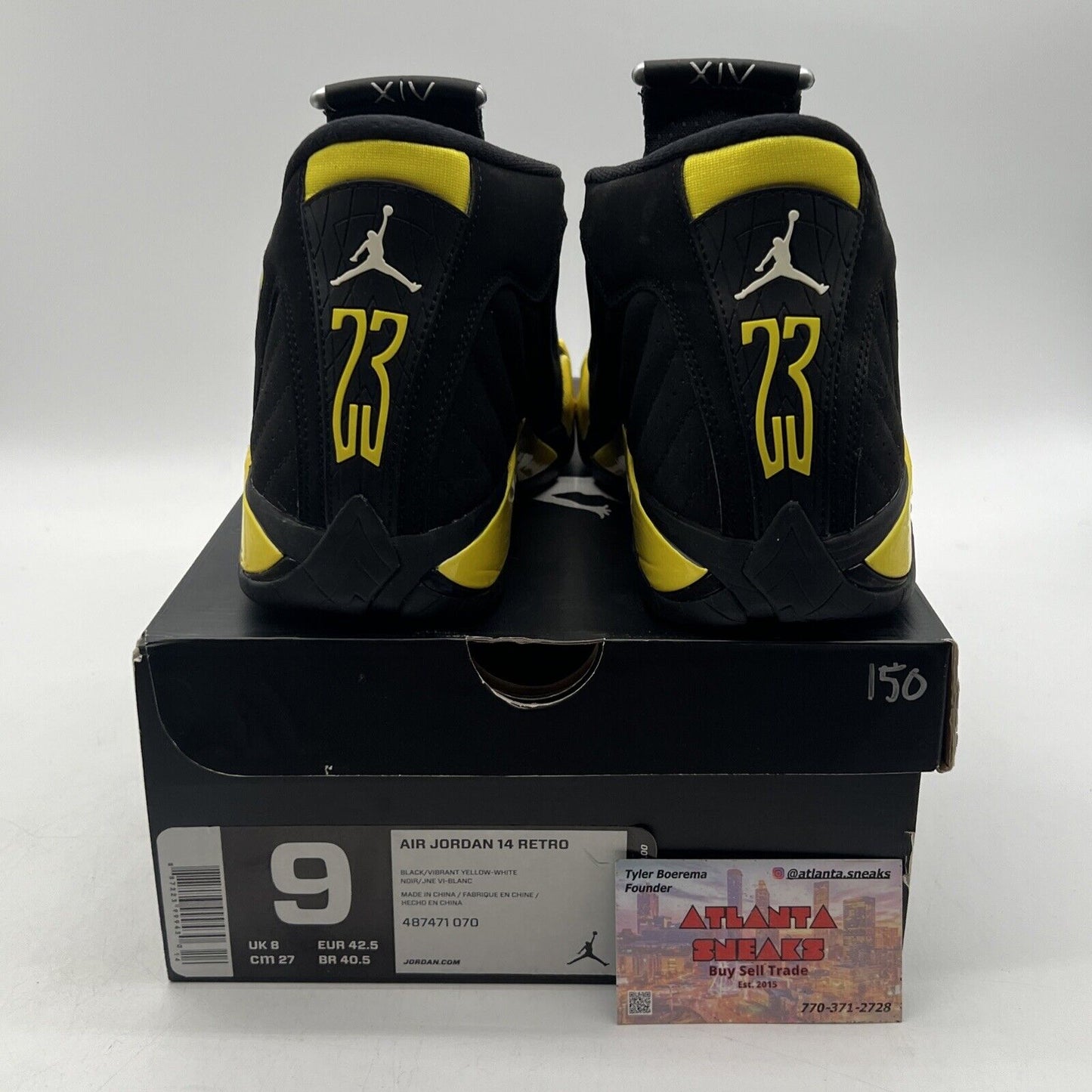 Size 9 - Air Jordan 14 Retro Thunder Black Yellow Suede (487471-070)