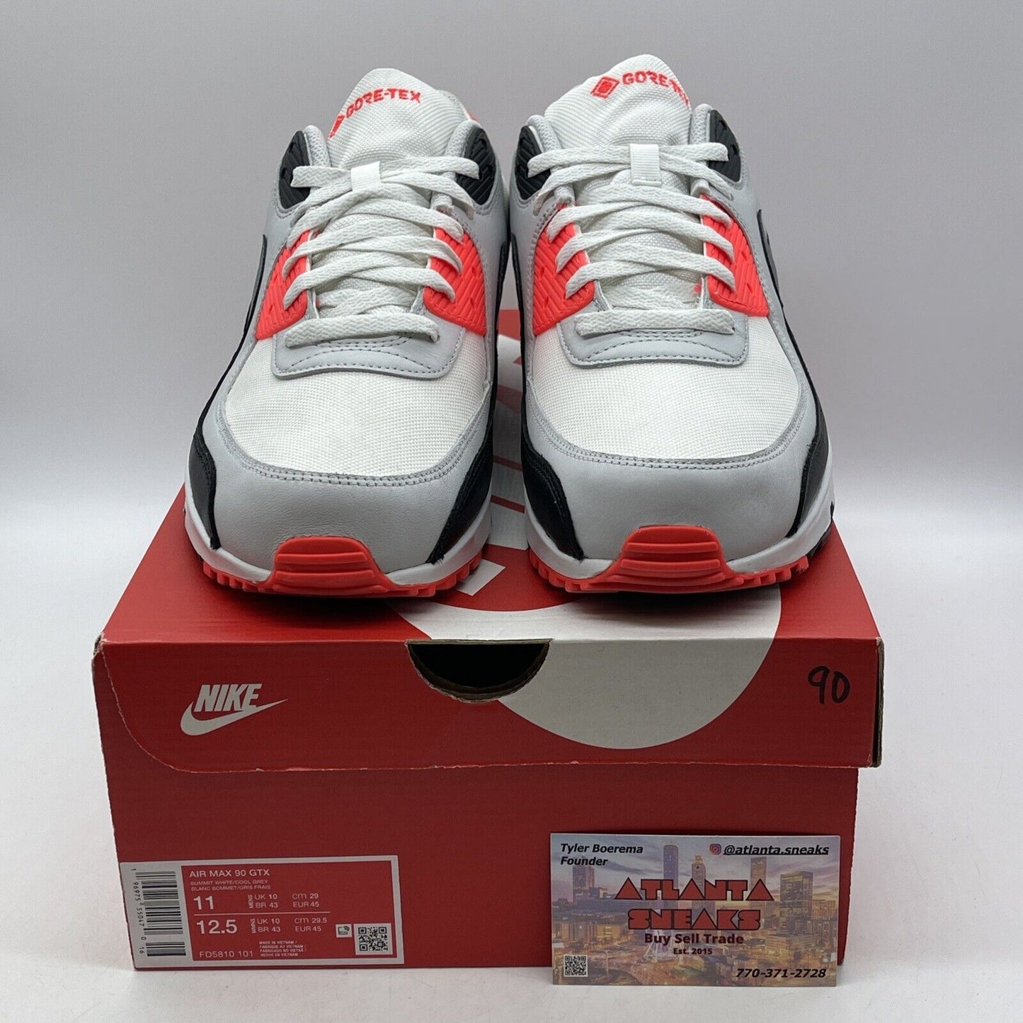Size 11 - Nike Air Max 90 Gore-Tex Infrared  White Leather suede  (FD5810-101)