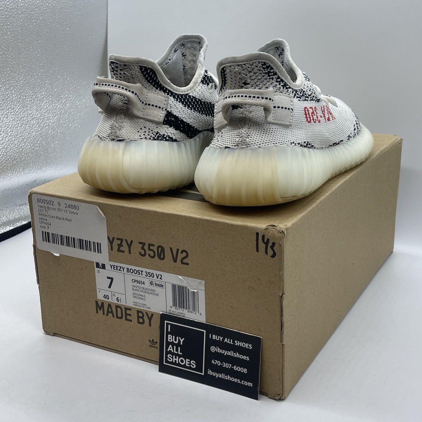 Size 7 - adidas Yeezy Boost 350 V2 Low Zebra Black White Suede (CP9654)