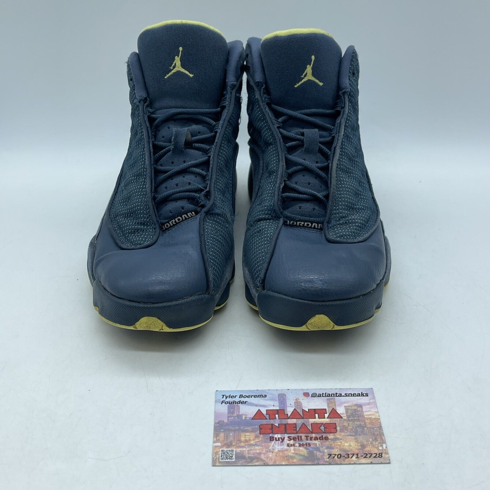 Size 7Y - Nike Air Jordan 13 Retro Squadron Blue Yellow Suede (414574-405)