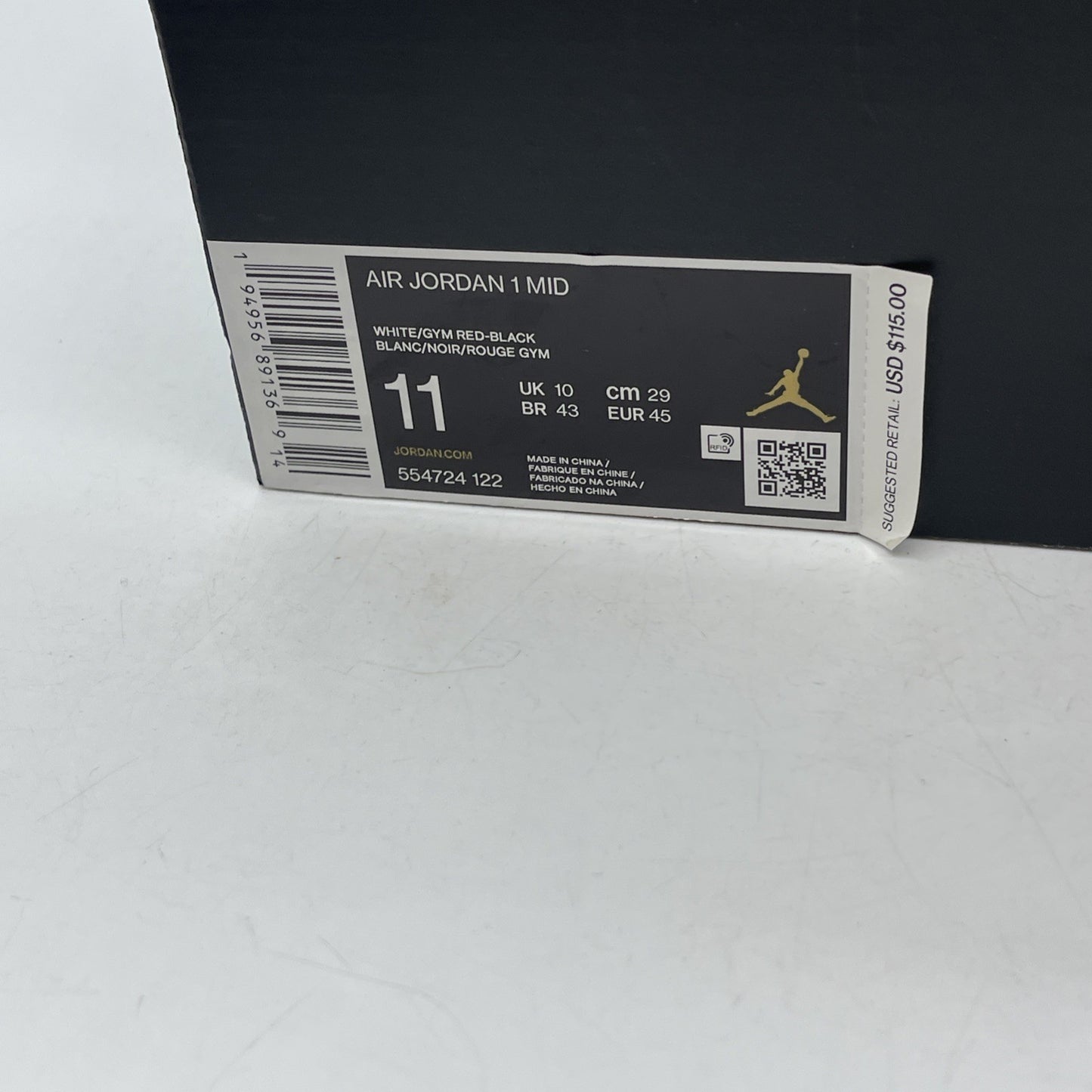 Size 11 - Air Jordan 1 Mid Black Gym Red Leather (554724-122)