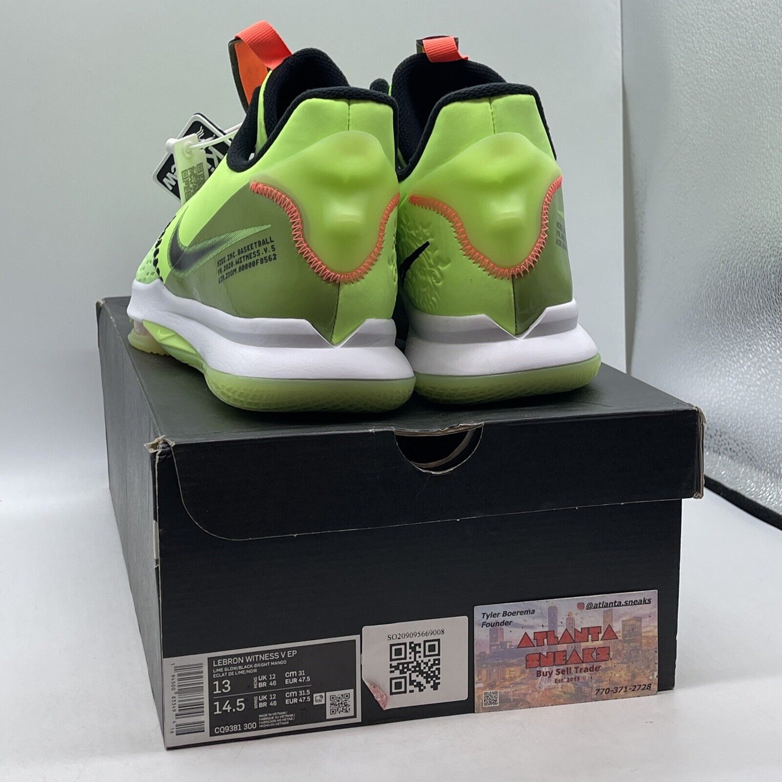 Size 13 - Nike LeBron Witness 5 EP Grinch Green White Suede Leather (CQ9381-300)