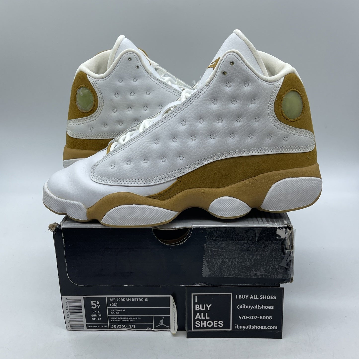 Size 5.5Y (GS) - Jordan 13 Retro Mid Wheat Brown Suede (309260-171)