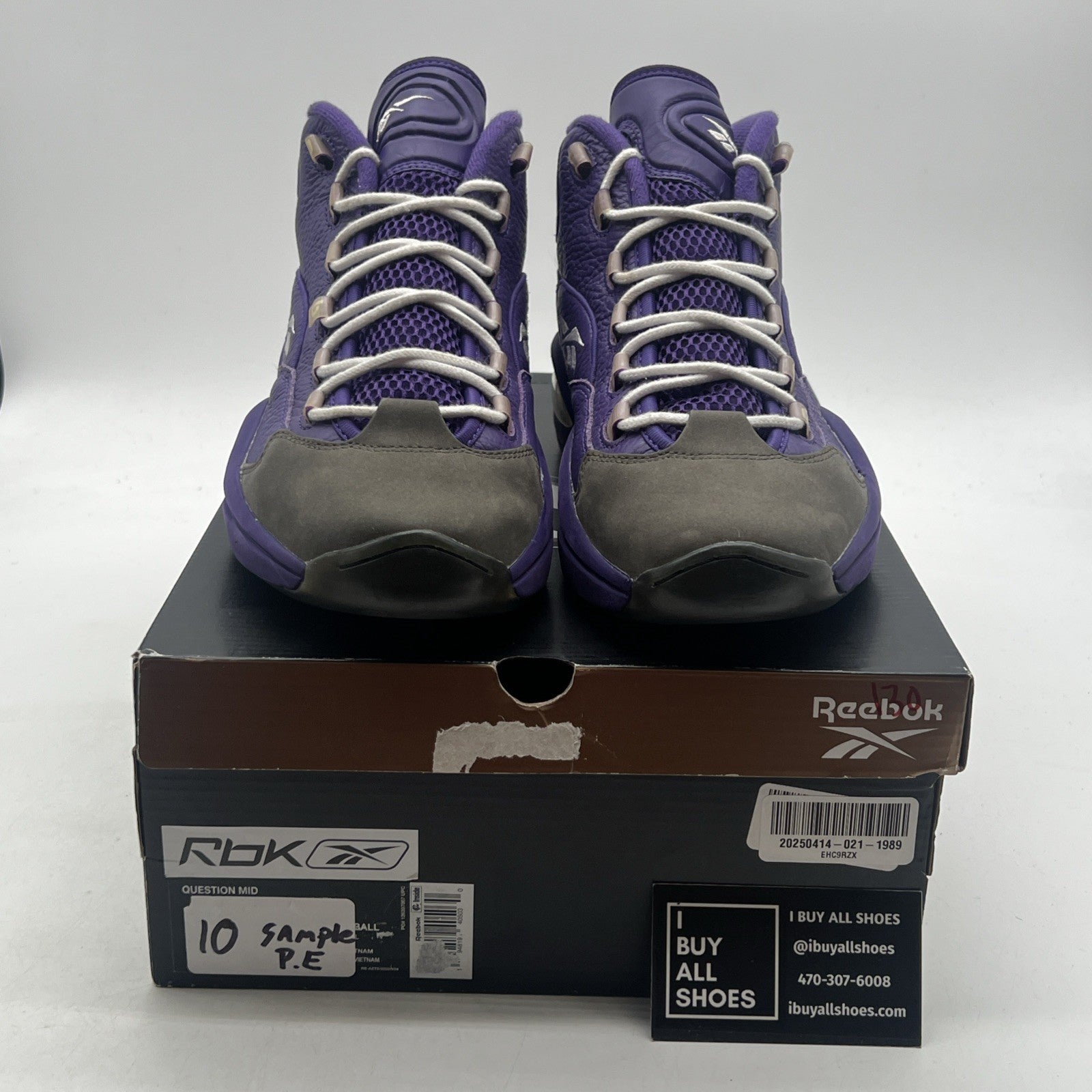 Size 10 - Reebok Question Mid Sample , Purple Grey (BB0216)