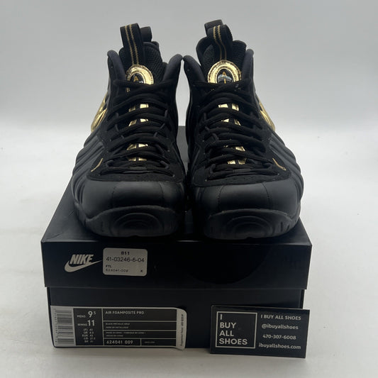 Size 9.5 - Nike Air Foamposite Pro Black Metallic Gold (624041-009)