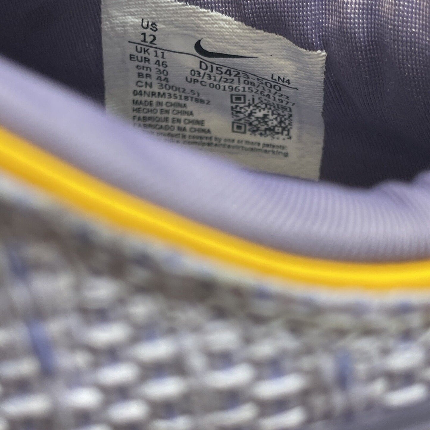 Size 12 - Nike LeBron 20 Low Purple And Gold Blue Yellow Suede (DJ5423-500)