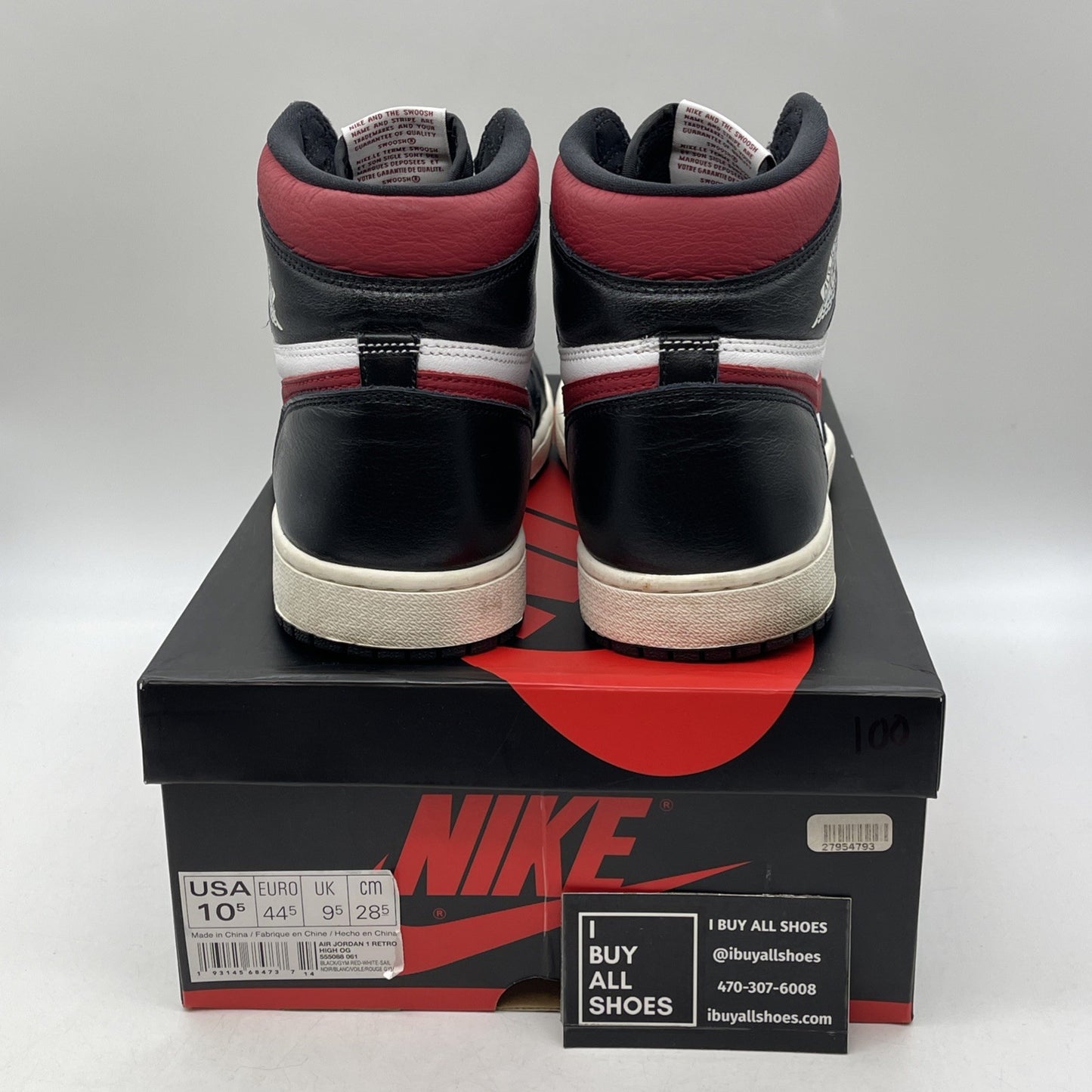 Size 10.5 - Jordan 1 Retro High OG Gym Red Black White Leather (555088-061)