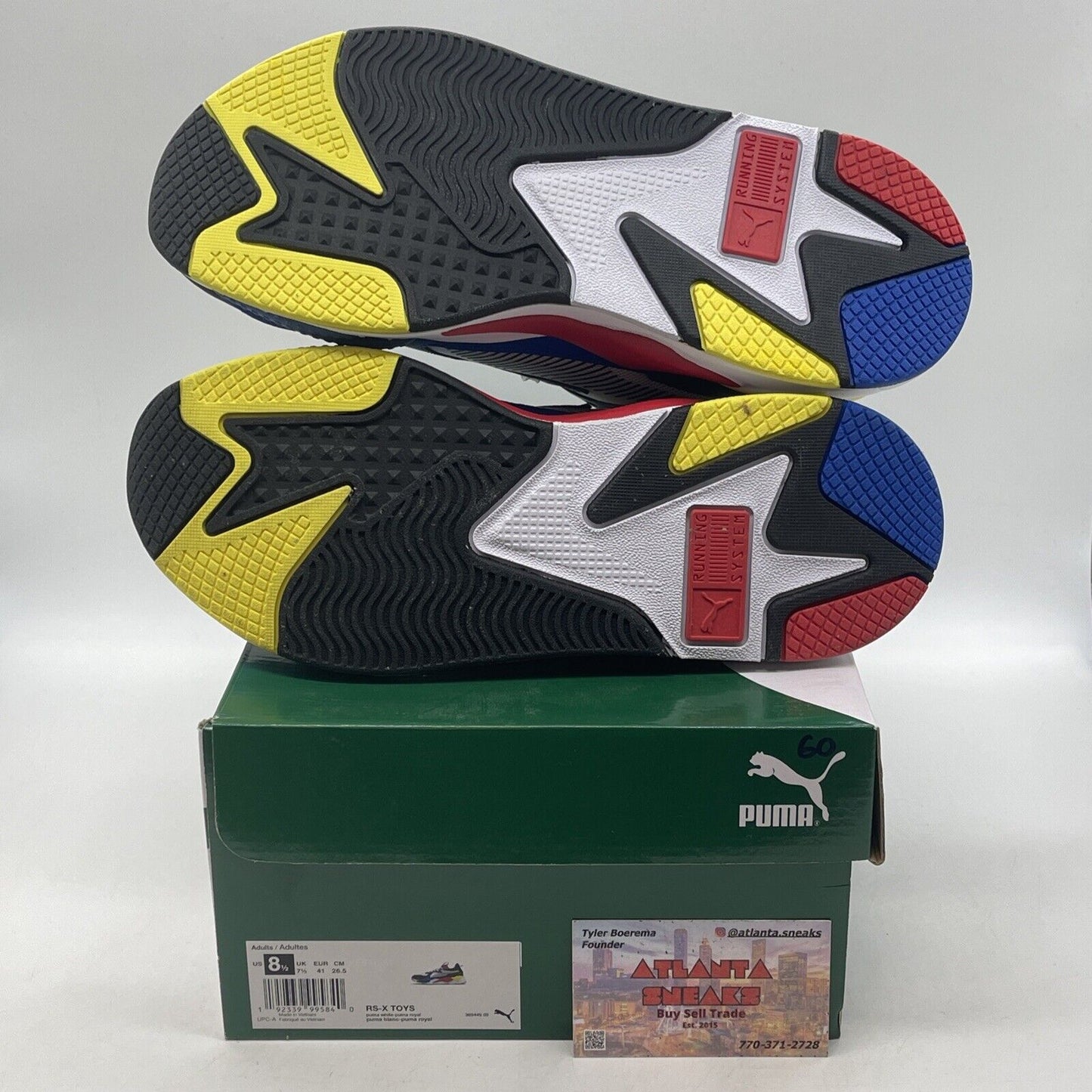 Size 8.5 - PUMA RS-X Toys White Yellow Red Black Suede Leather (369449-02)