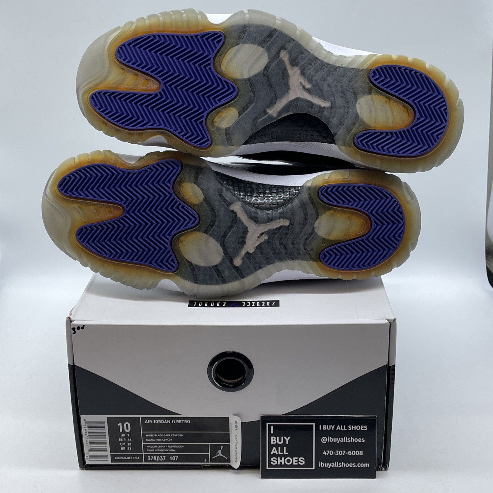 Size 10 - Jordan 11 Retro Concord 2011 Black White Suede Leather (378037-107)