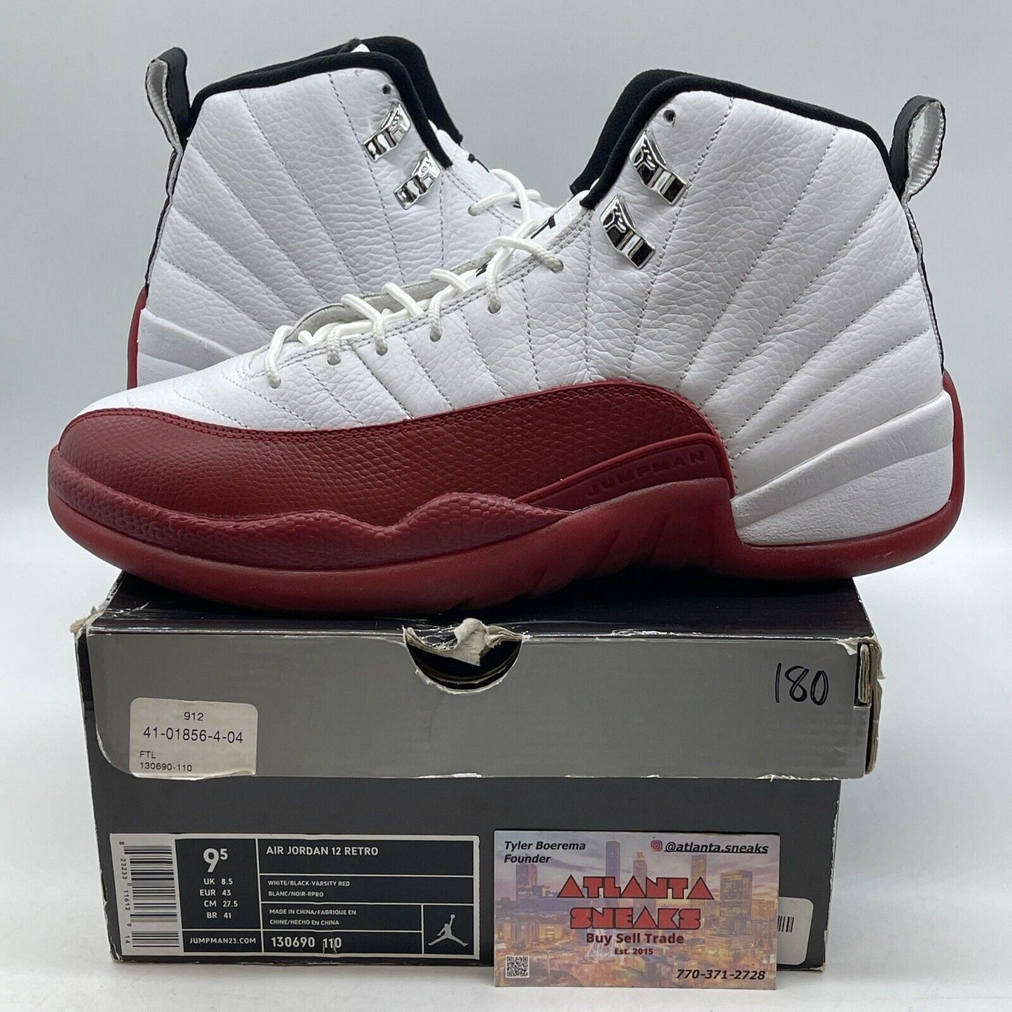 Size 9.5 - Air Jordan 12 Retro 2009 Cherry Red White Black Silver (130690-110)