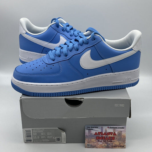 Size 10 - Nike Air Force 1 '07 University Blue White 2021 Premium Leather Brand