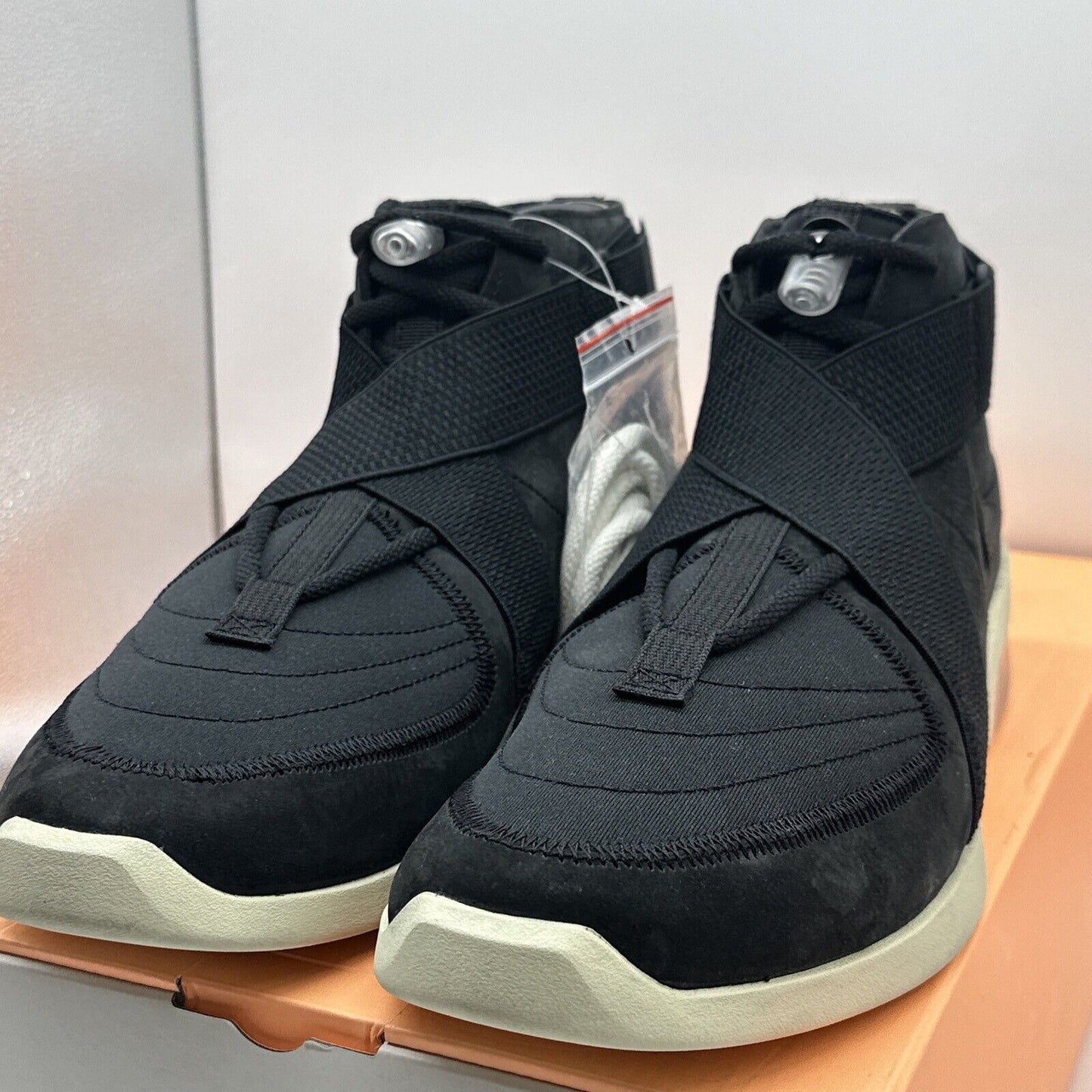 Size 13 - Nike Air Fear of God Raid Black 2019 Suede Cream Black Rare OG All