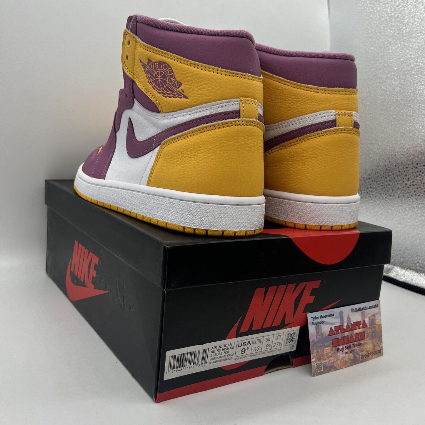 Size 9.5 - Jordan 1 Retro High OG Brotherhood 2022 Brand New Gold Bordeaux