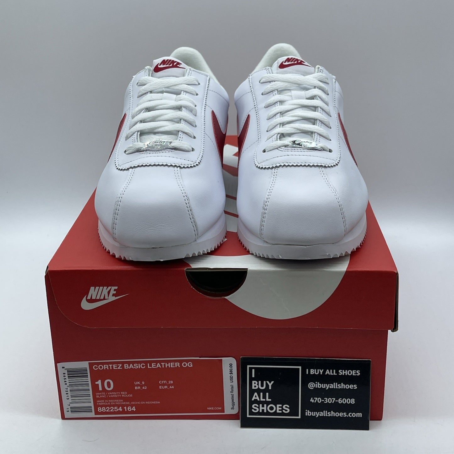 Size 10 - Nike Cortez Basic Leather OG Forrest Gump White Leather (882254-164)