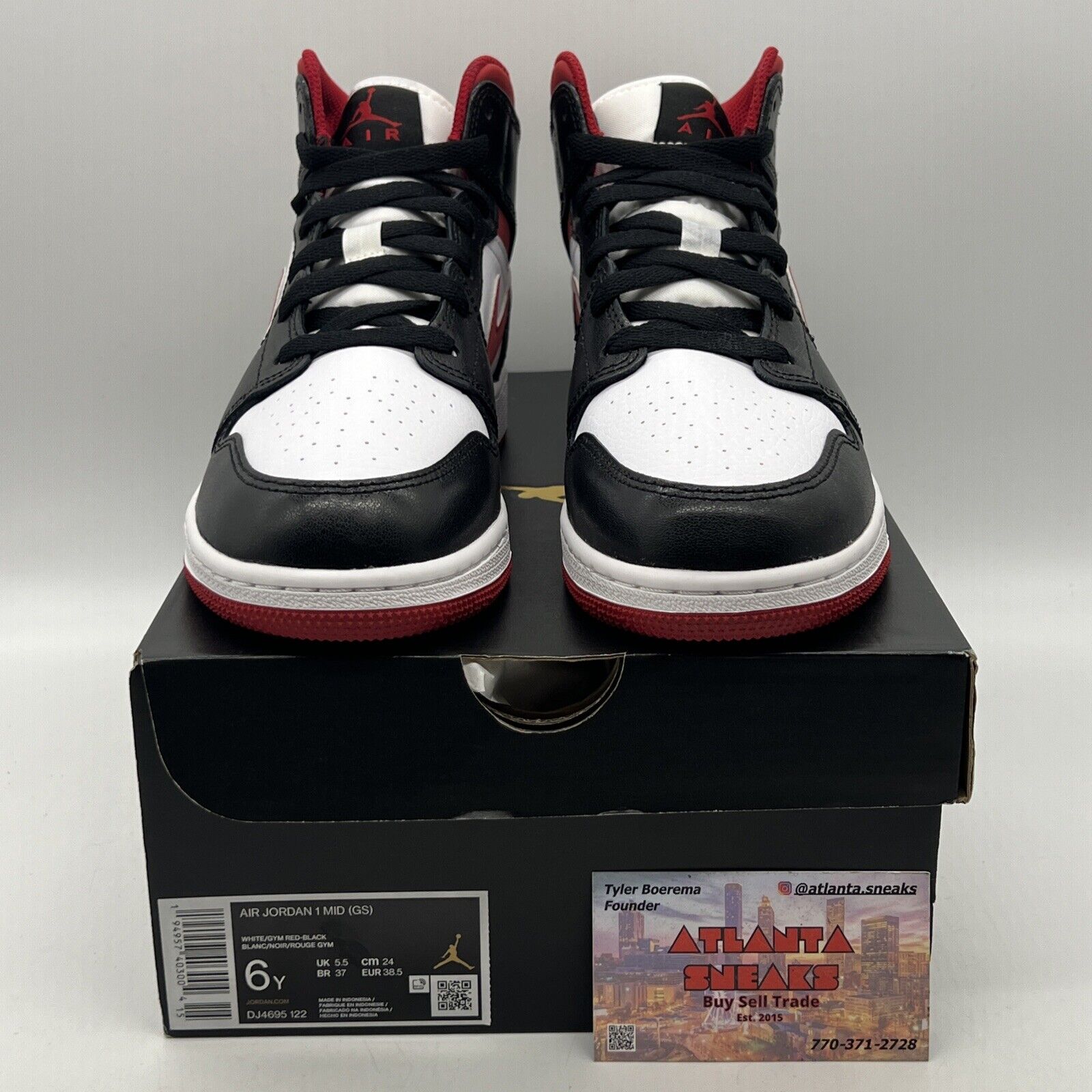 Size 6 - Jordan 1 Retro High OG Gym Red 2019 Black White Leather (DJ4695-122)