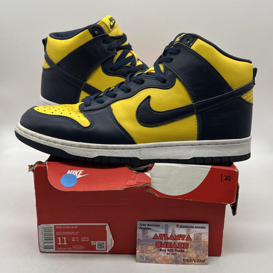 Size 11 - Nike Dunk SP 2020 High Michigan White Yellow Navy Leather