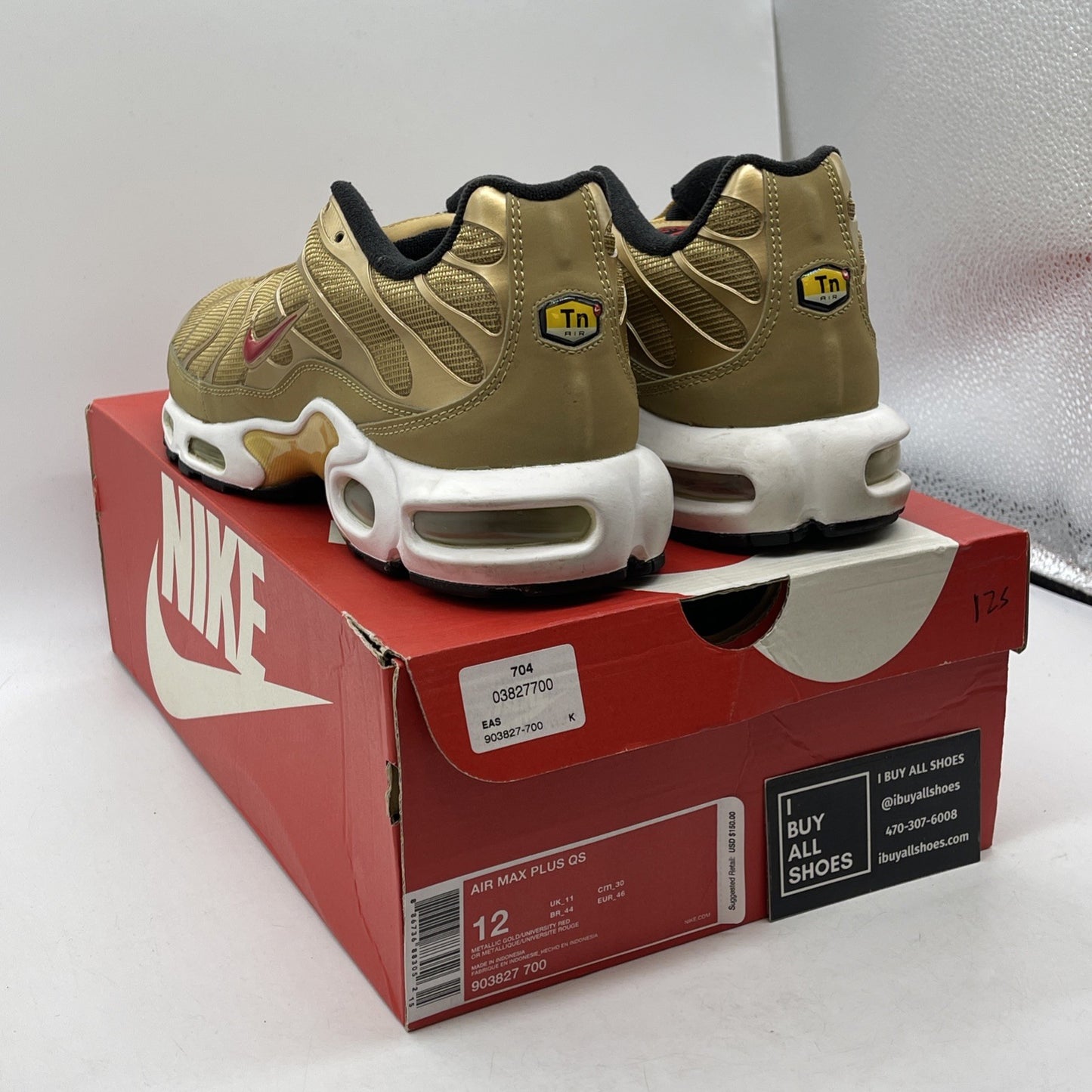 Size 12 - Nike Air Max Plus QS Metallic Gold Suede Leather (903827-700)