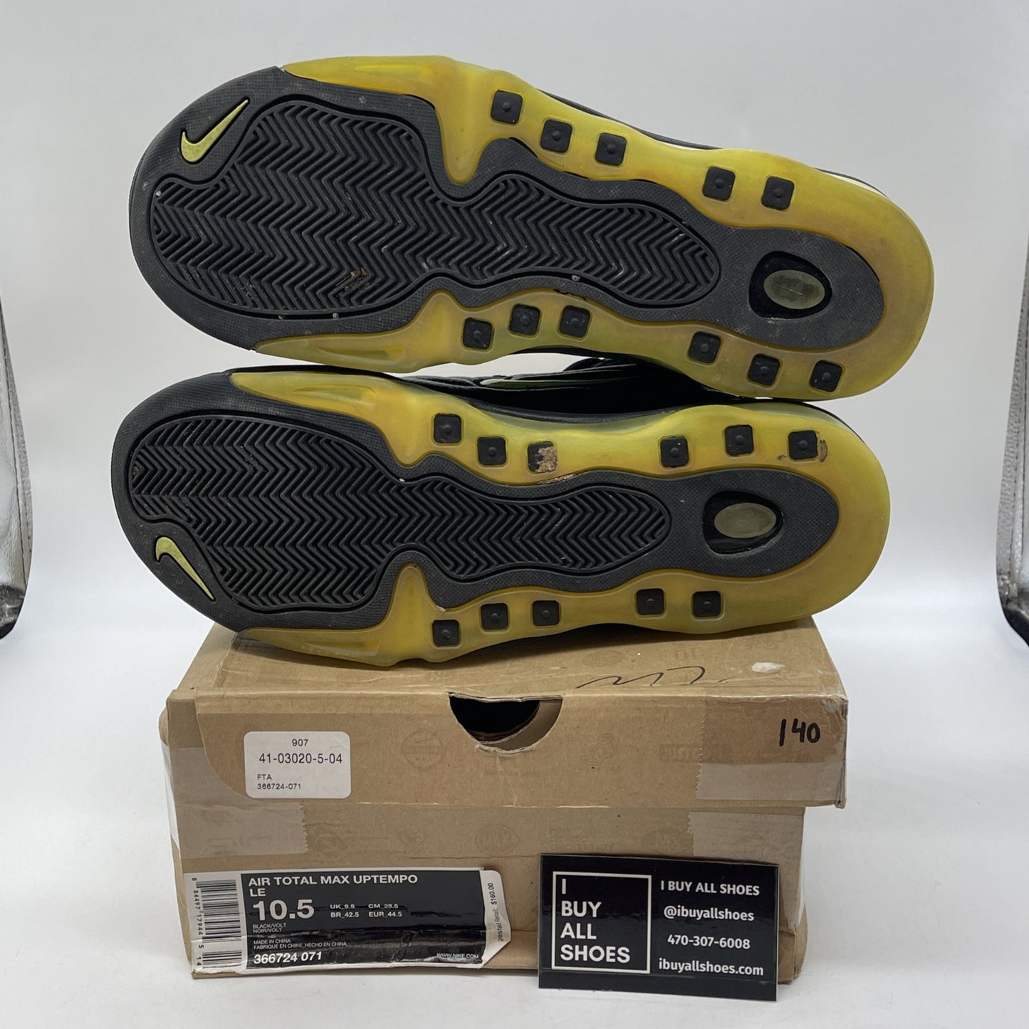 Size 10.5 - Nike Air Total Max Uptempo LE Black Volt Suede (366724-071)