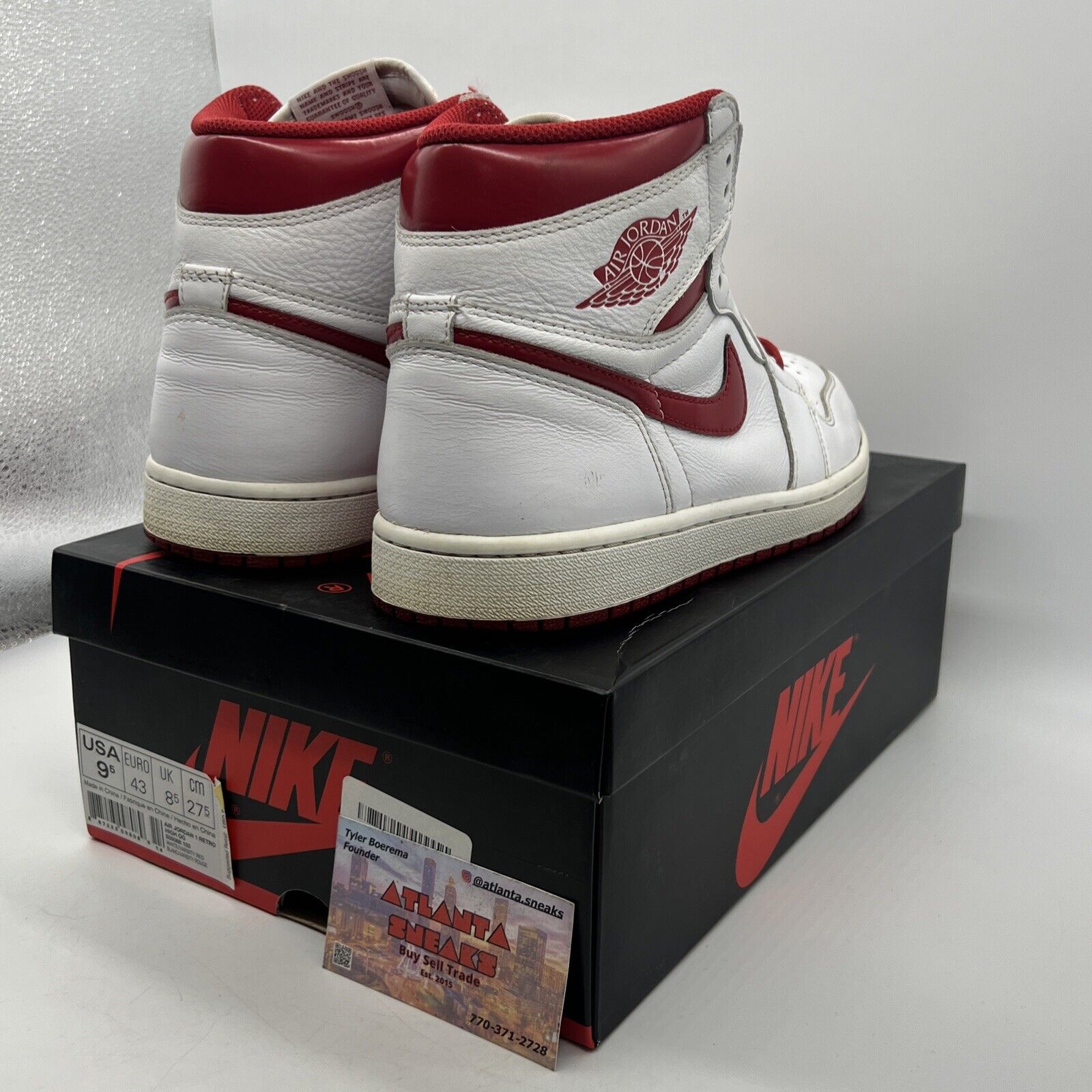 Size 9.5 - Air Jordan 1 Retro OG High Metallic Red White Leather (555088-103)