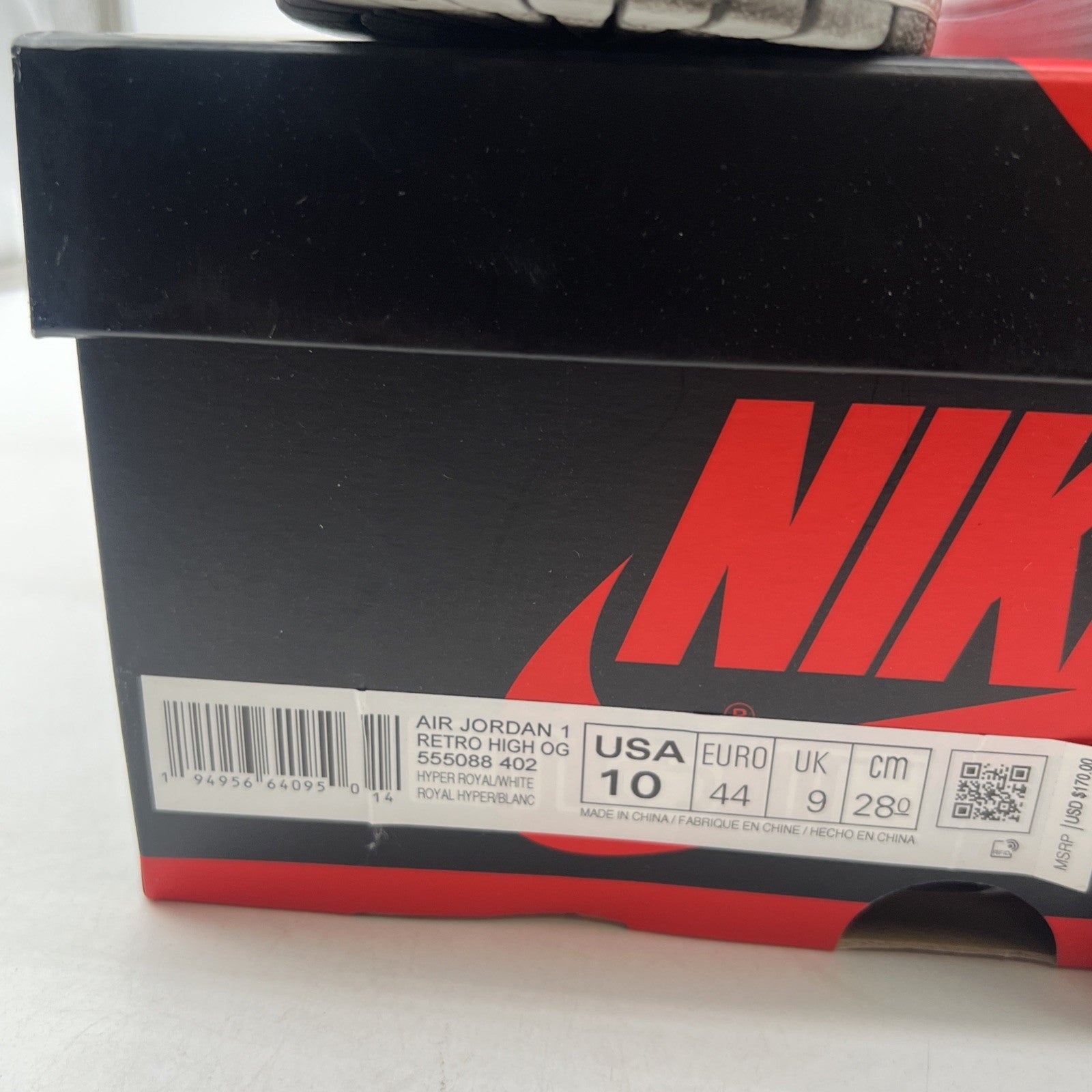 Size 10 - Air Jordan 1 Retro OG High Hyper Royal (555088-402)