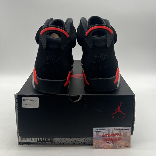 Size 11.5 - Jordan 6 Retro Mid Infrared Black Red Suede (384664-060)