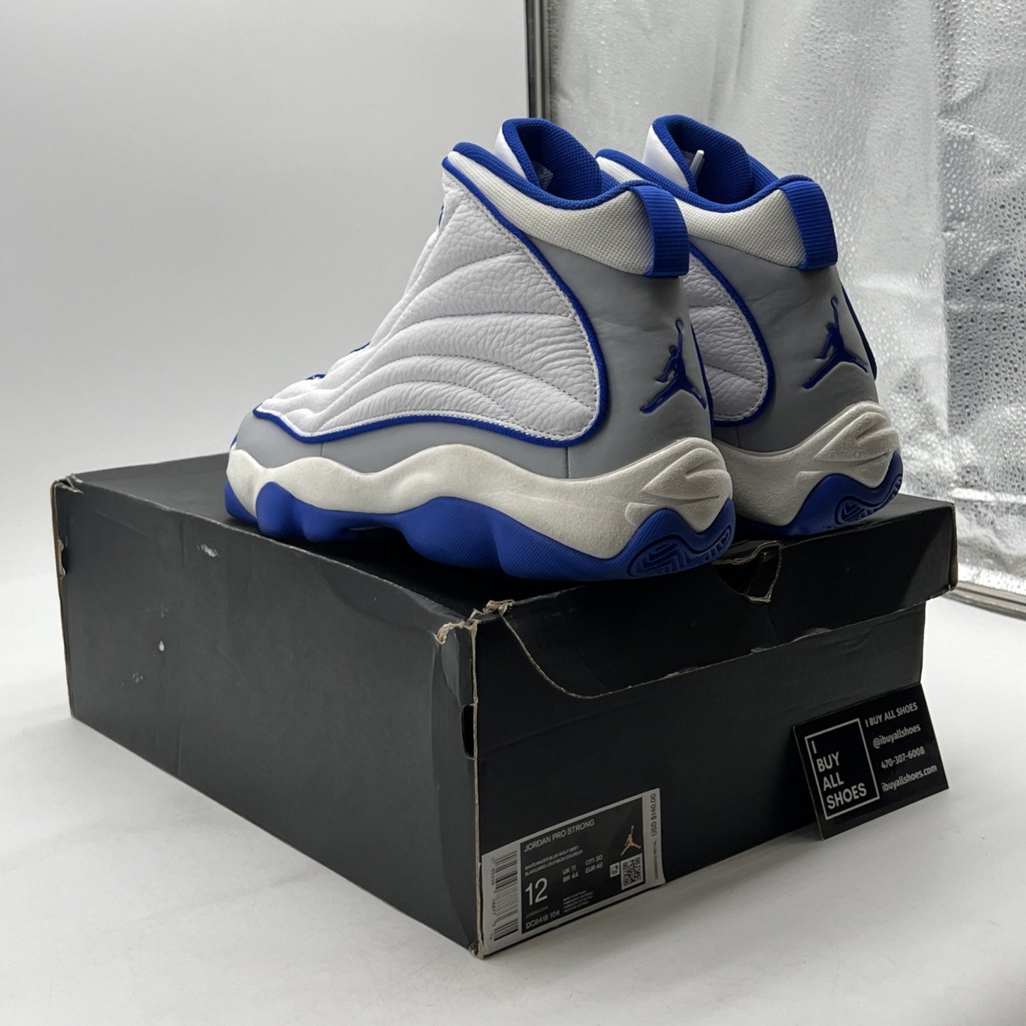 Size 12 - Jordan Pro Strong White Hyper Royal Men’s White Gray (DC8418-104)